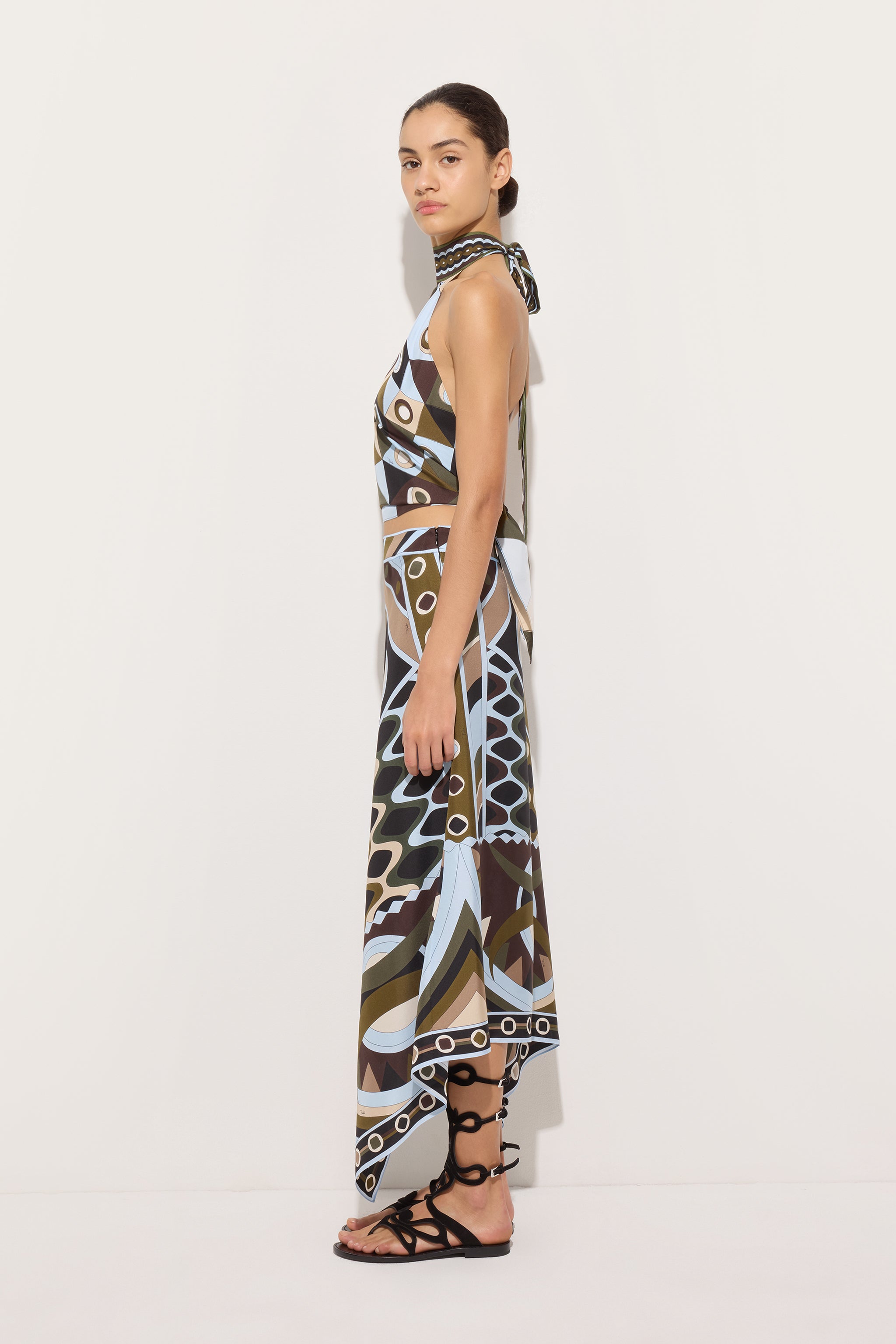 Emilio Pucci Skirts Vivara jupe soie kaki bleu