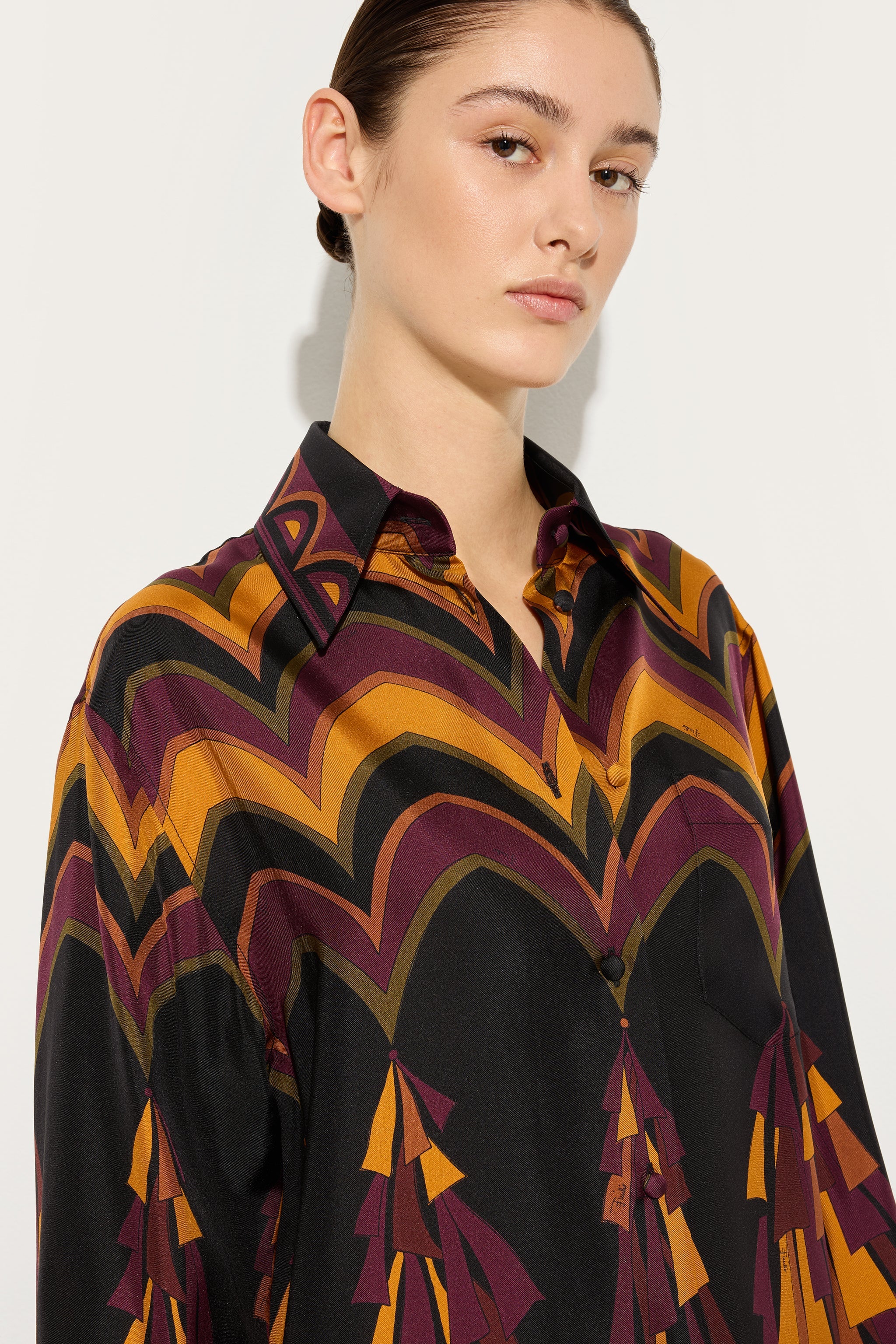 Emilio Pucci Baiadera chemise soie bordeaux XS