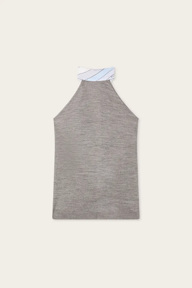 Emilio Pucci Top Laine top gris foulard soie superfine