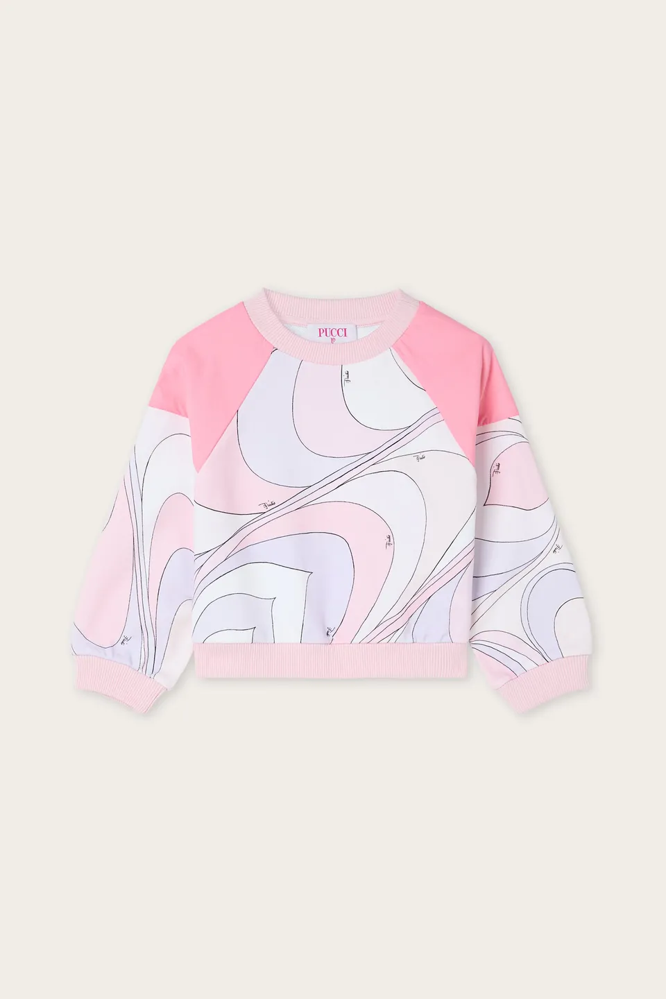 Emilio Pucci Sweat fille rose imprimé Onde molleton coton