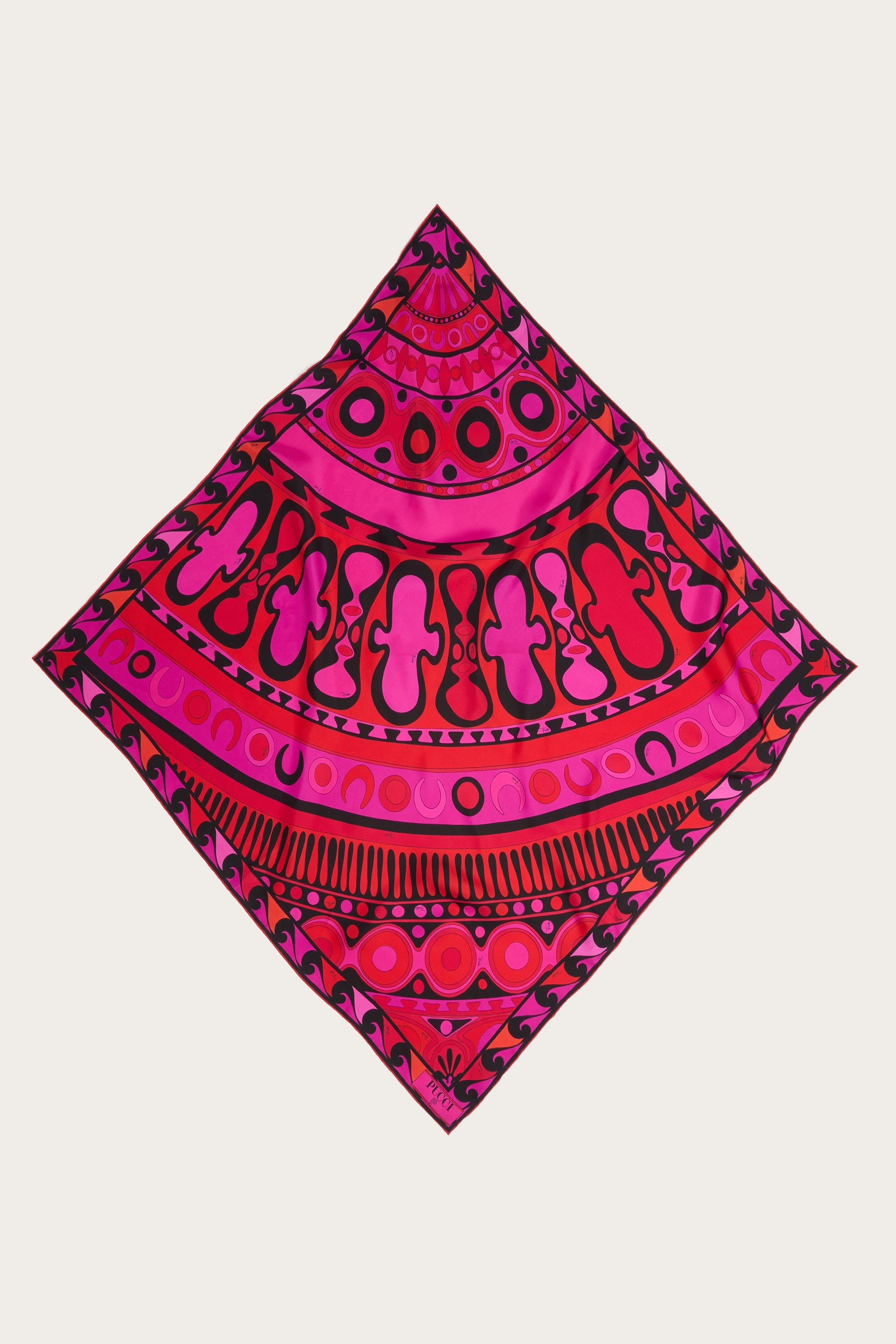 Emilio Pucci Silks Carré Soleil foulard fuchsia noir 90x90