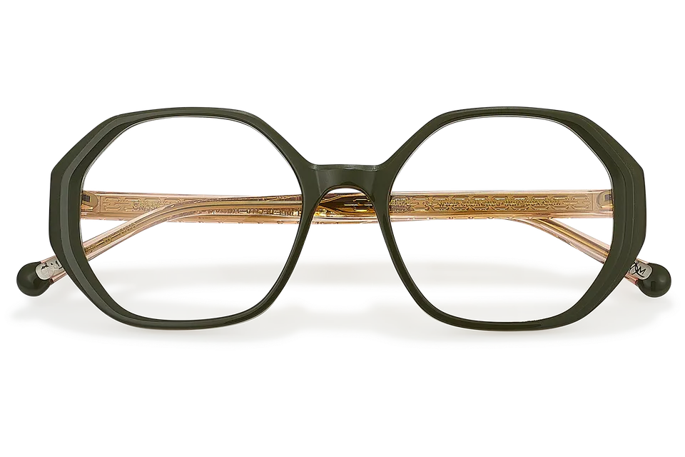 Clémence & Margaux Petite Sœur lunettes de vue doré kaki tonneau