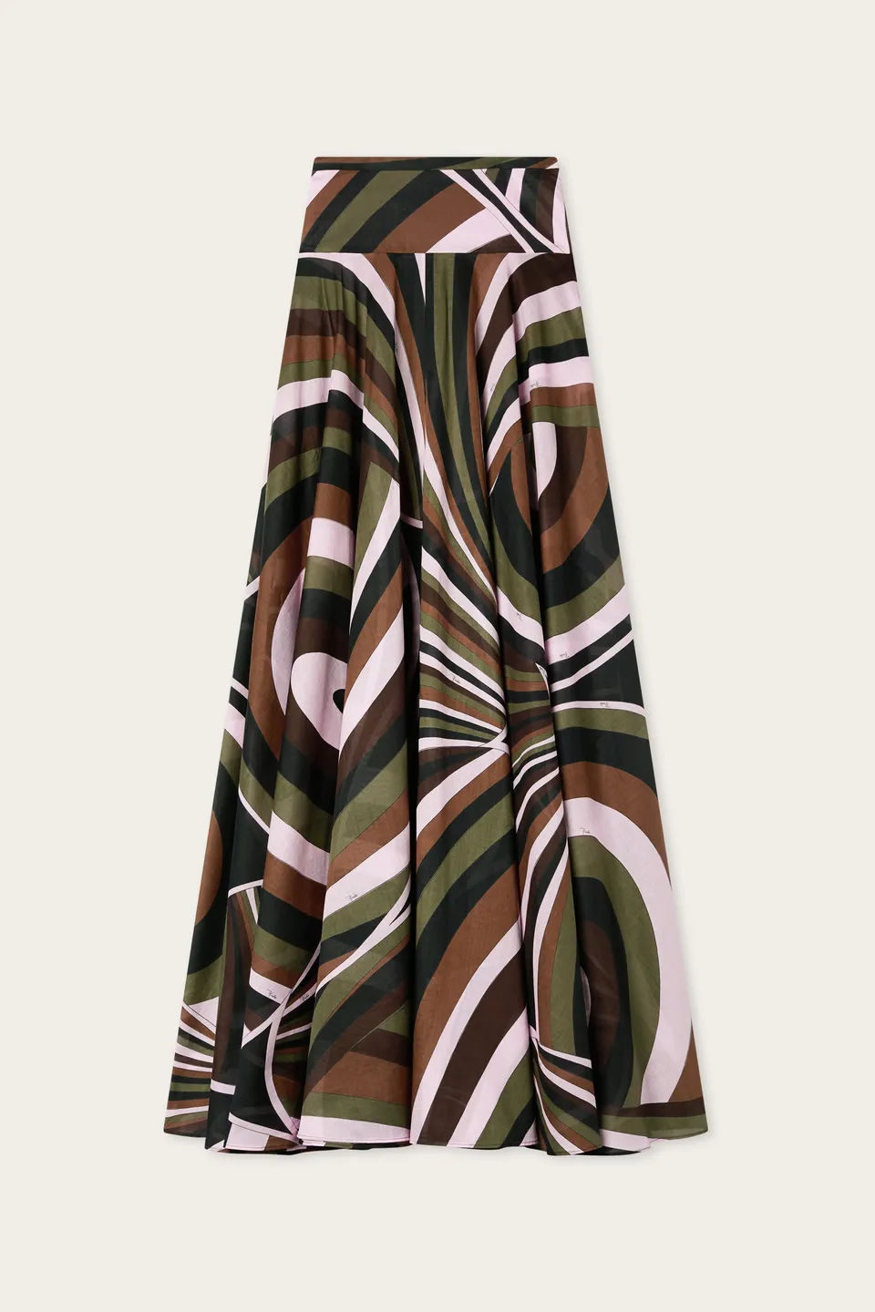 Emilio Pucci jupe mousseline coton Iride kaki rose