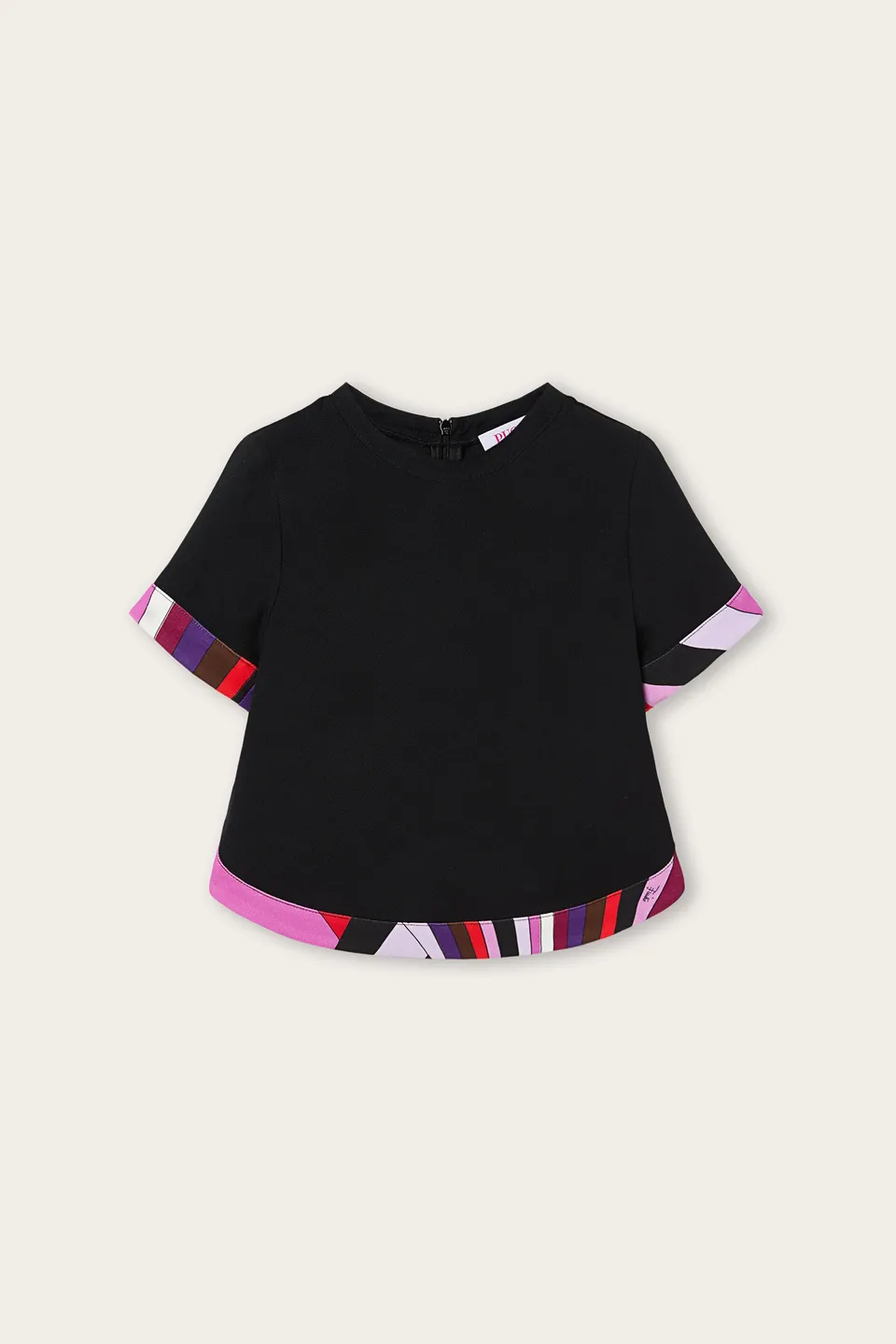 Emilio Pucci Top Noir Fille Cady Bords Imprimés