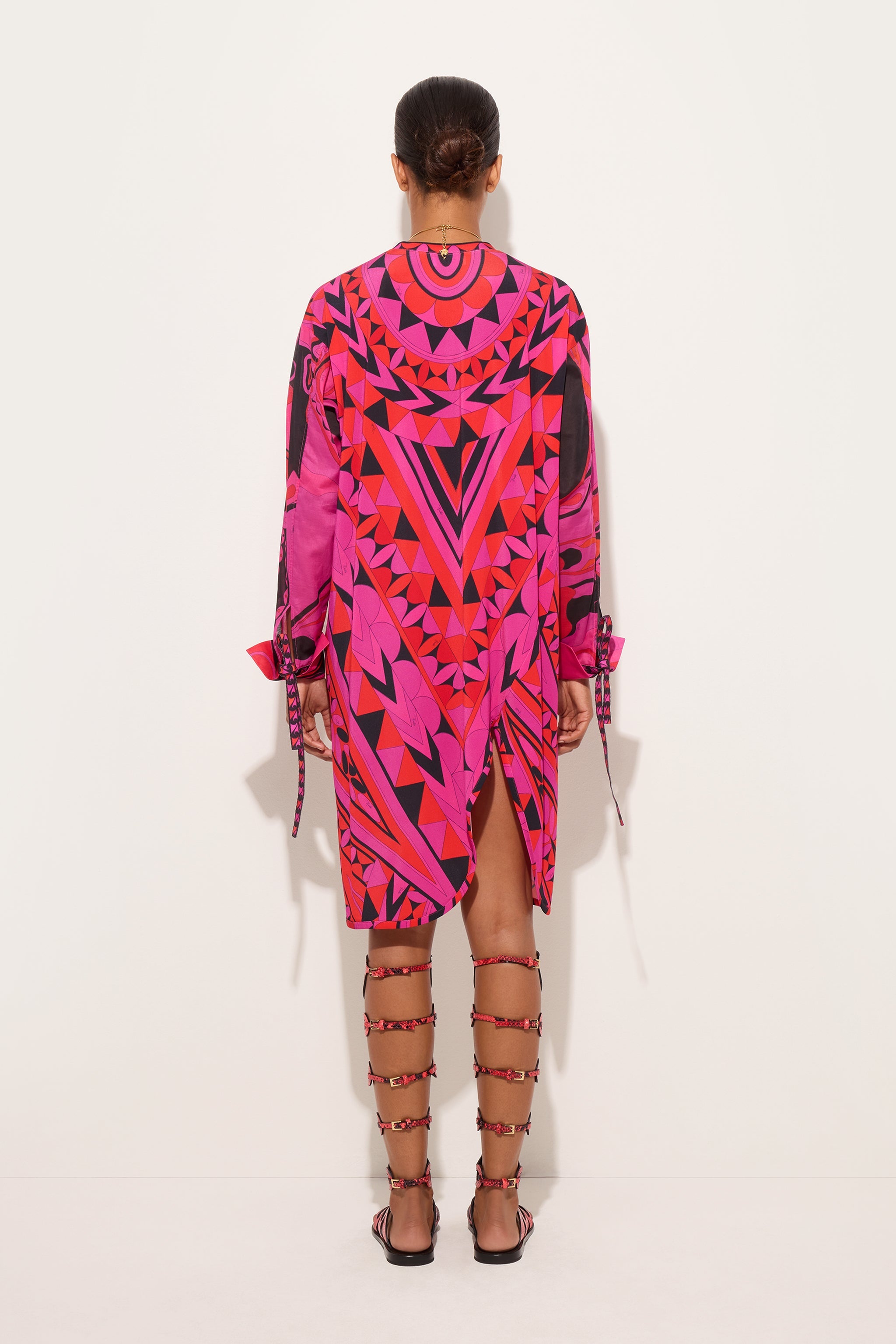 Emilio Pucci Manuba robe fuchsia noir jersey viscose manches longues