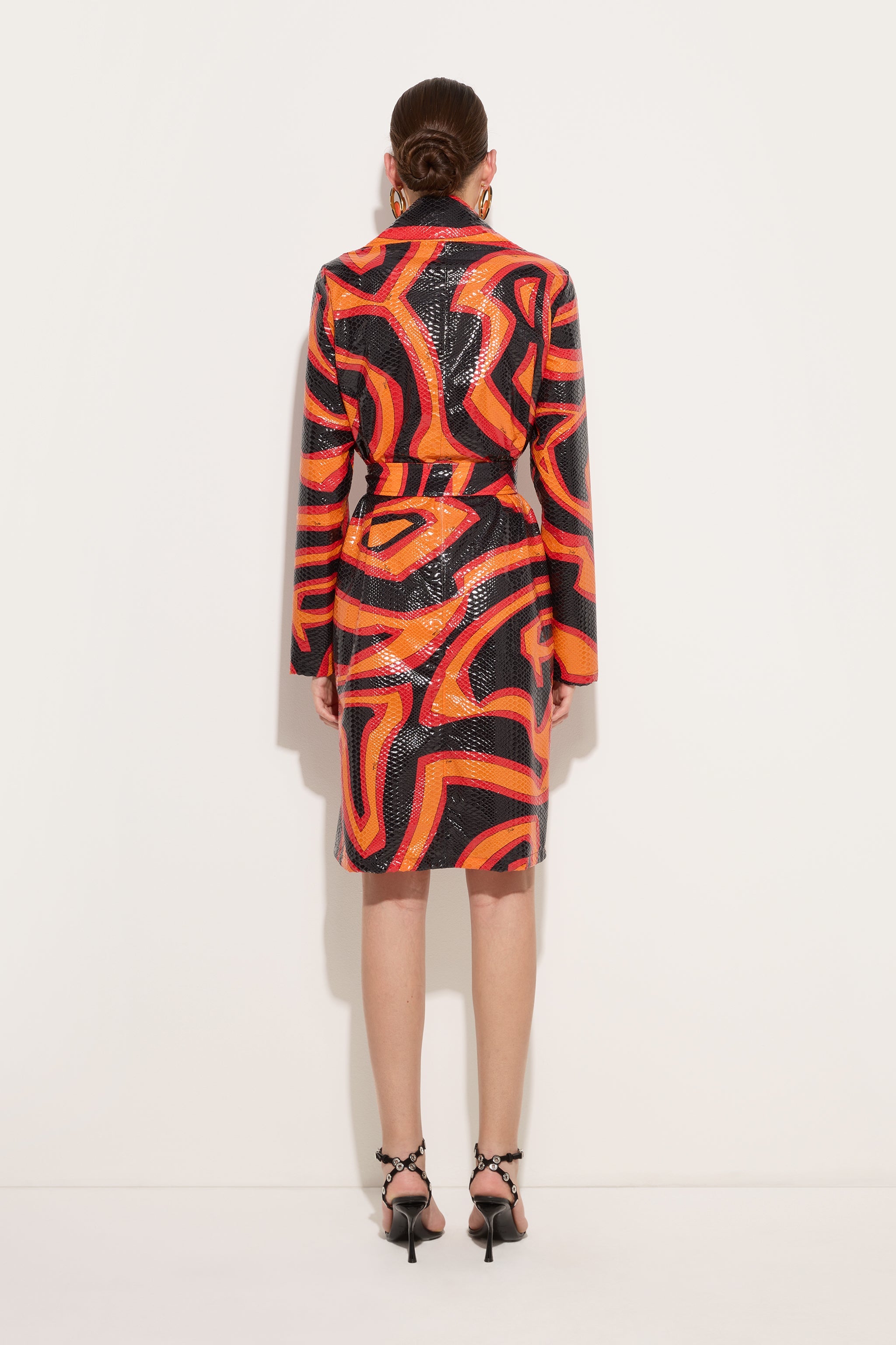 Emilio Pucci Labirinto trench orange noir nylon soie
