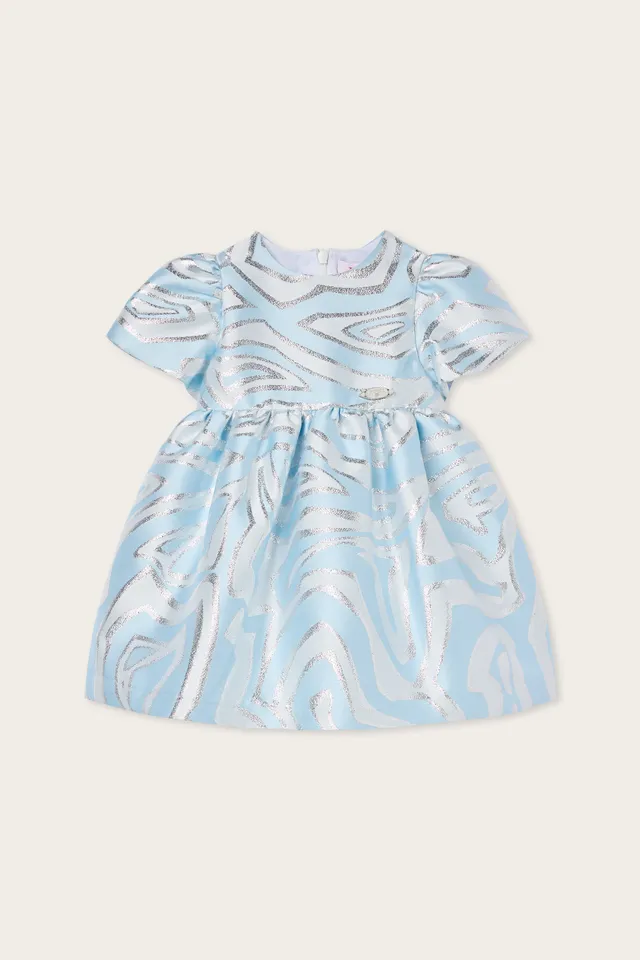 Emilio Pucci Labirinto robe bébé bleu clair lurex