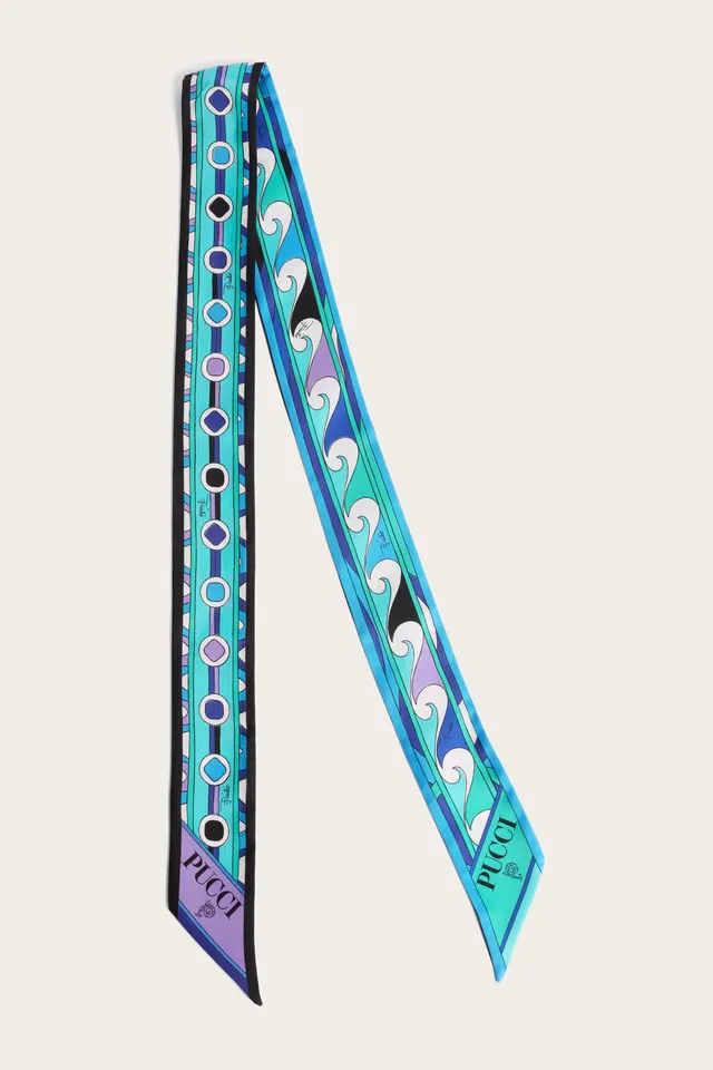 Emilio Pucci Silks Bandeau foulard soie turquoise 120cm
