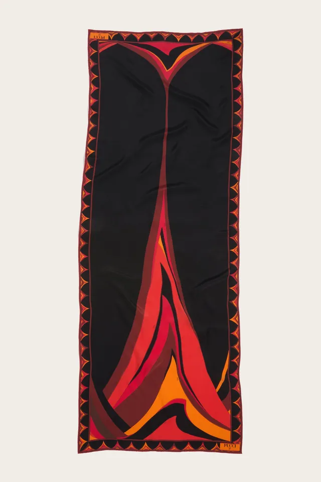 Emilio Pucci Silks étole soie orange noir 180x65 cm