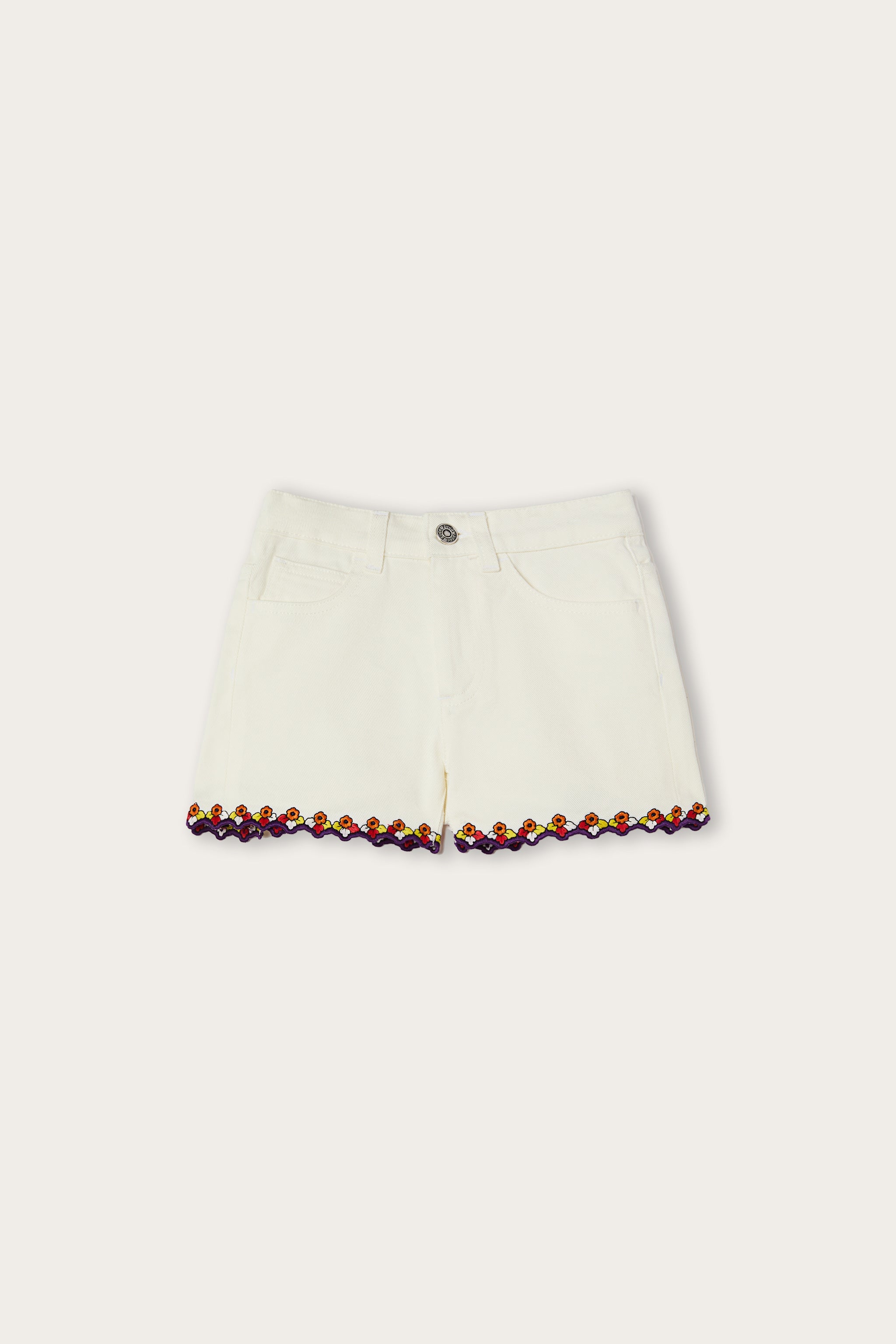 Emilio Pucci short coton blanc bord brodé fille 4 à 14 ans