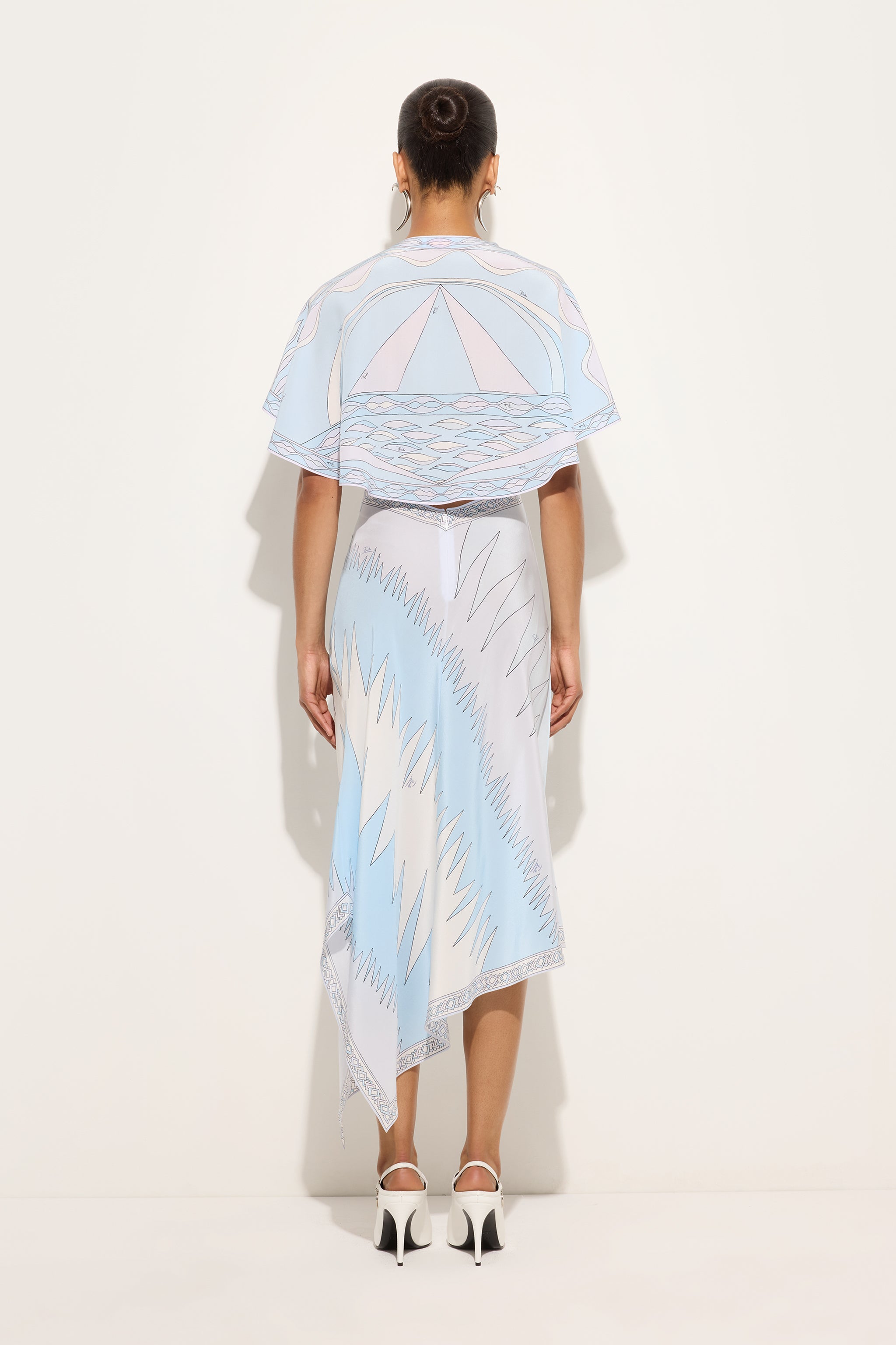 Emilio Pucci Drago robe longue bleu clair soie 38-48