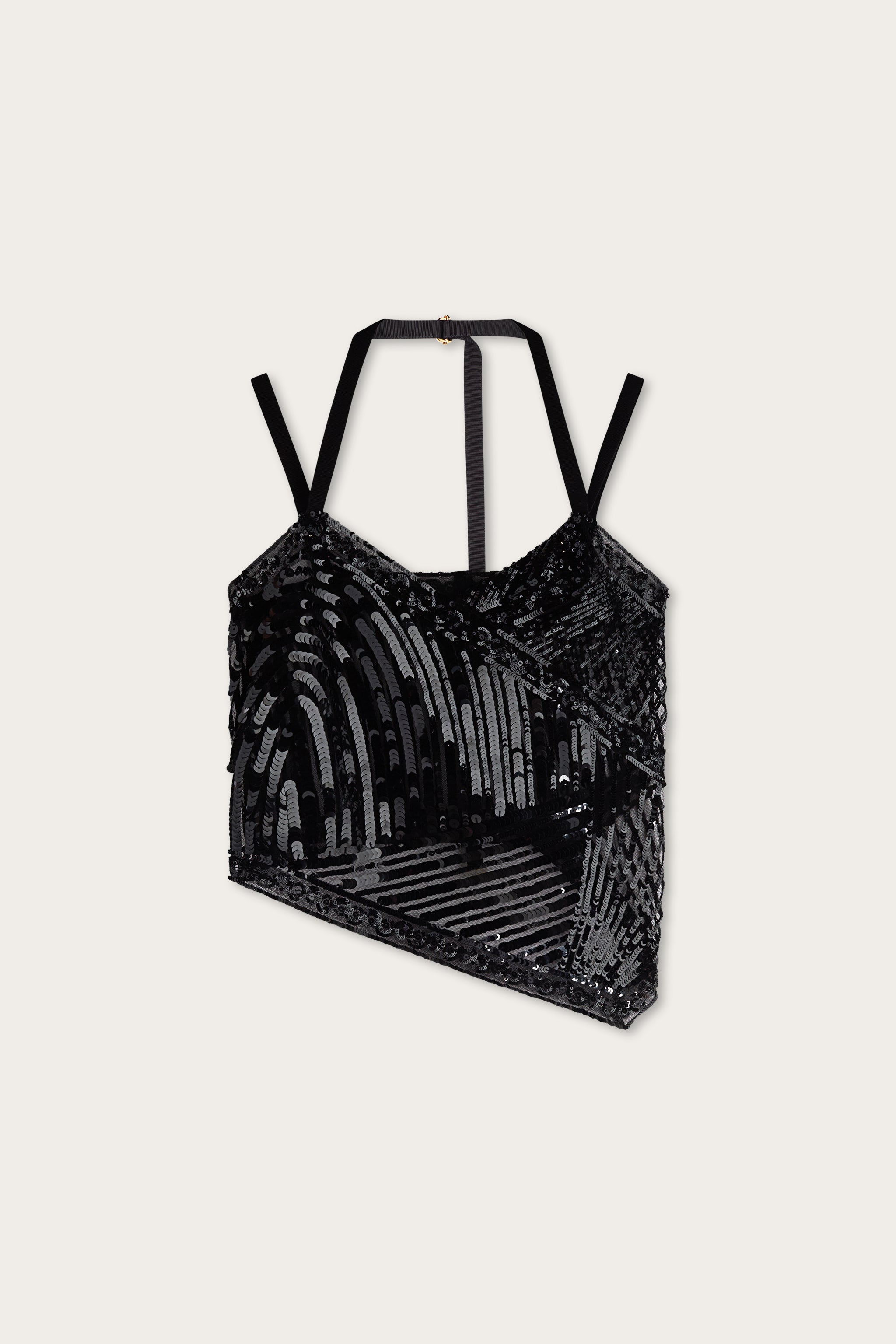 Emilio Pucci Top Foulard Tulle Ricamato top noir