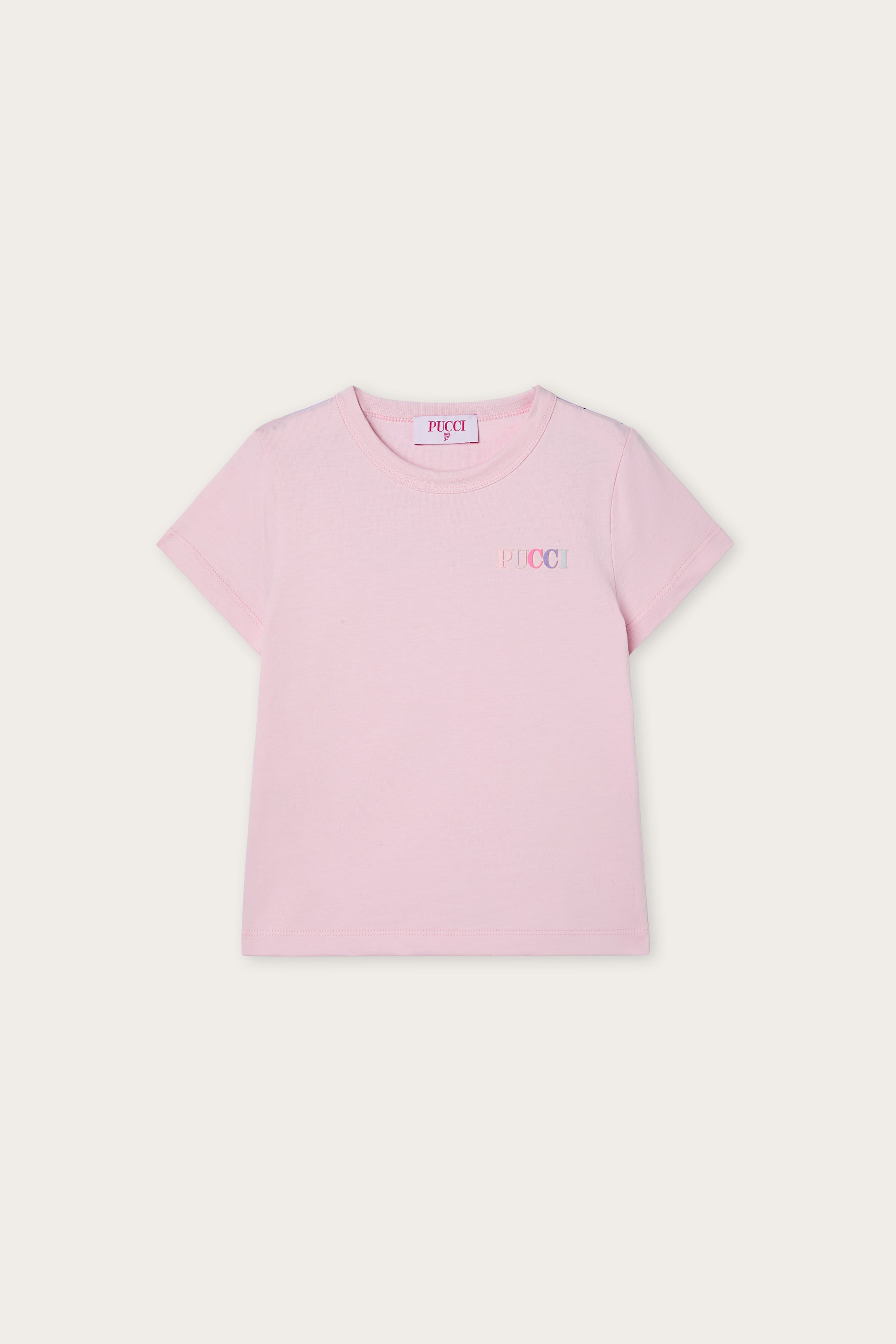 Emilio Pucci t-shirt enfant rose coton bio logo brodé volant