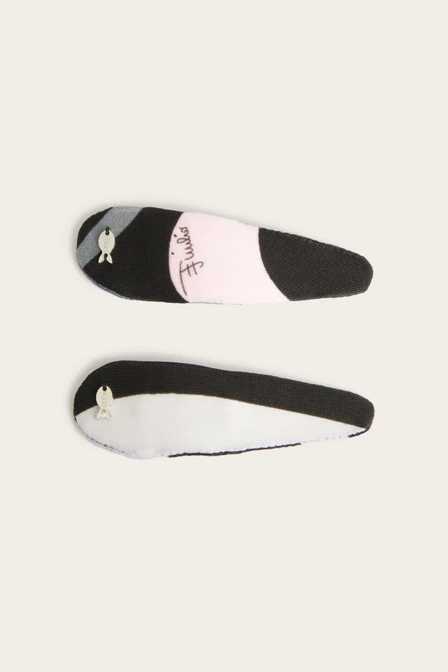 Emilio Pucci Marmo barrette cheveux noir rose lot 2
