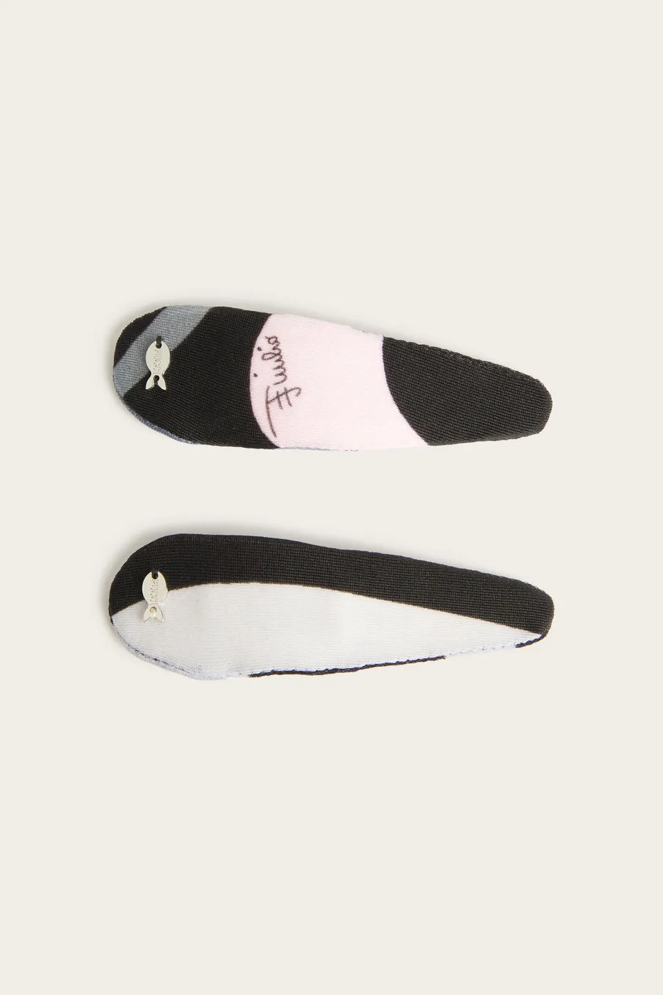 Emilio Pucci Marmo barrette cheveux noir rose lot 2