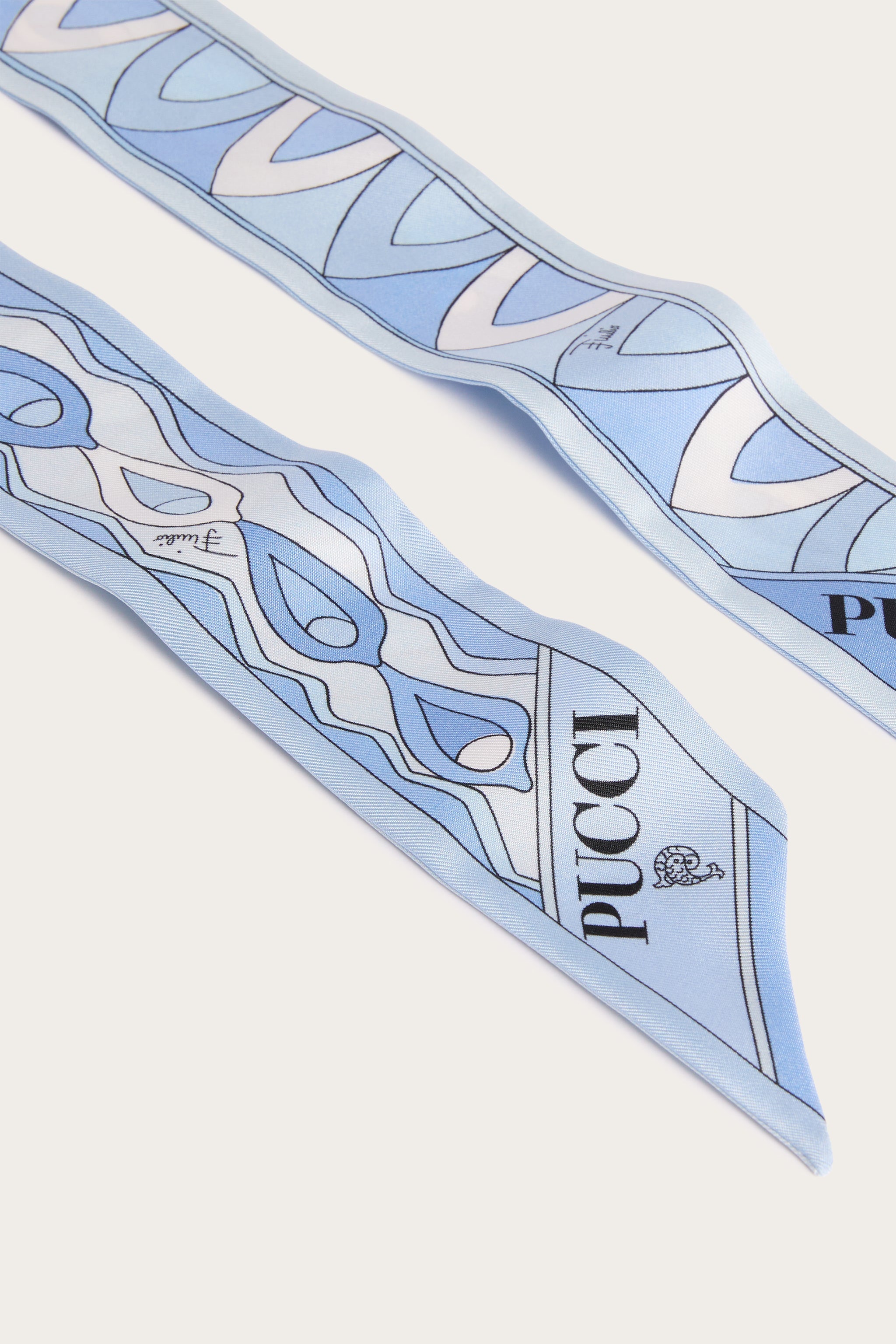 Emilio Pucci Foulard Soie bandeau bleu clair 5x120 cm