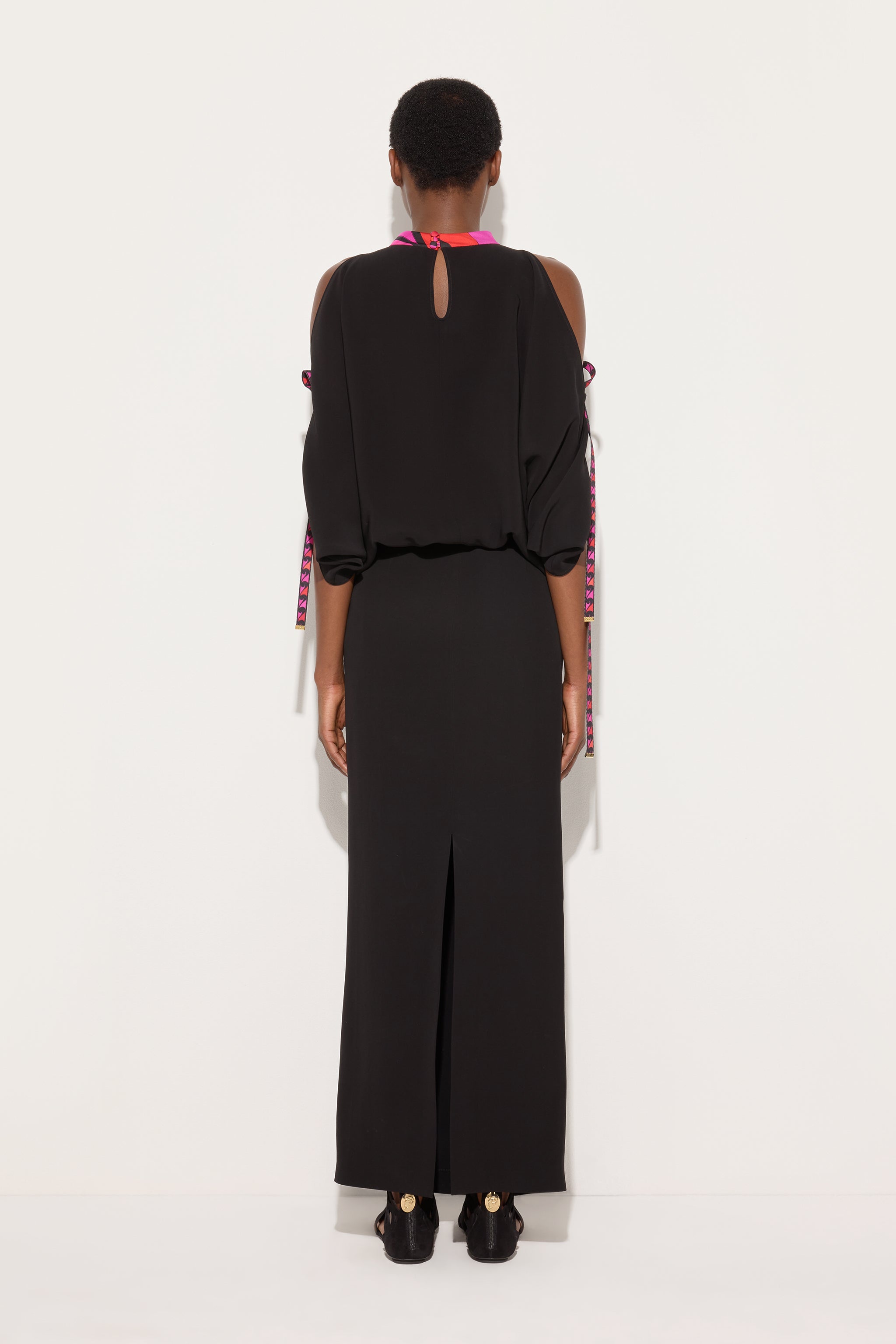 Emilio Pucci Dresses robe longue noire viscose col contraste