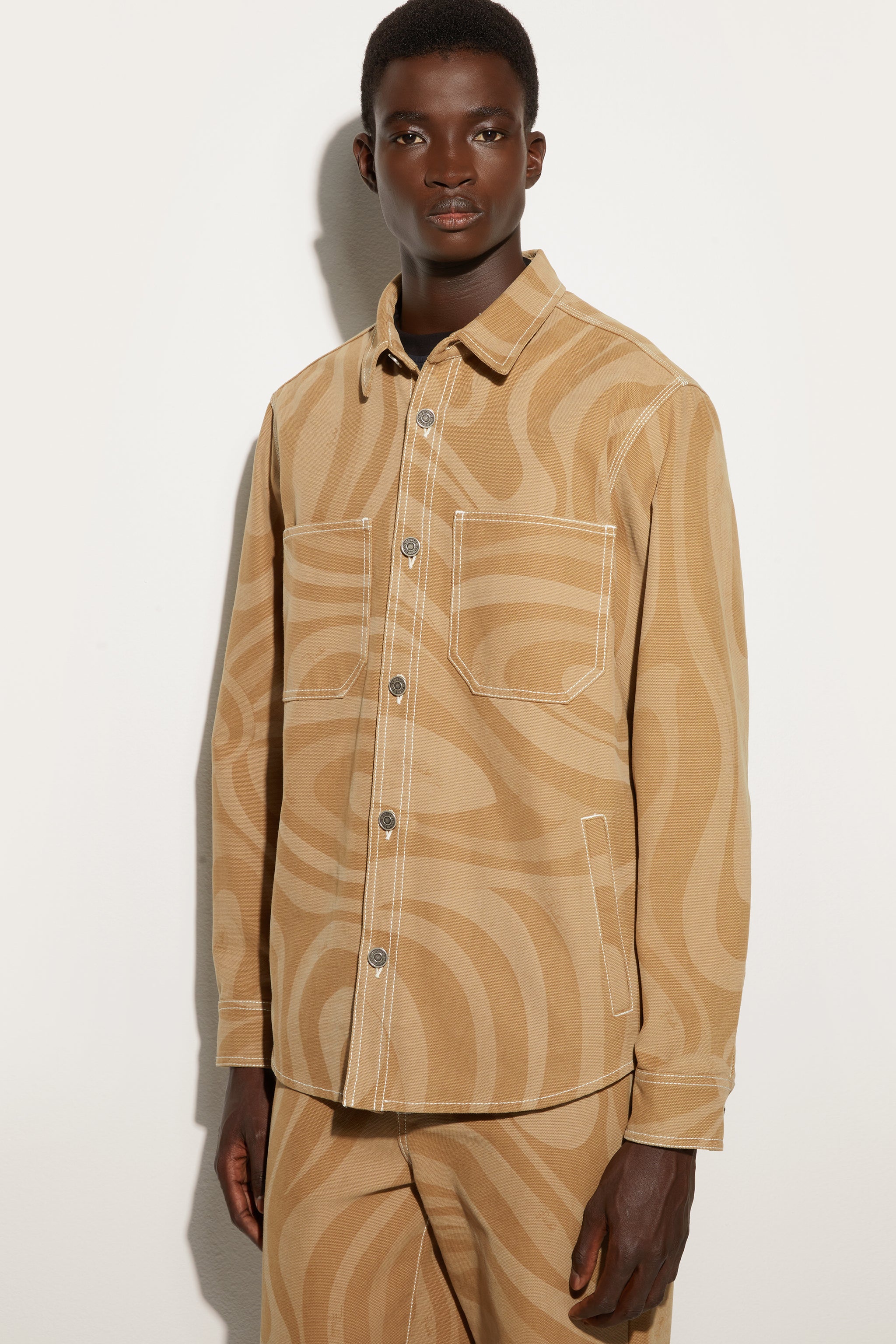 Emilio Pucci Canvas veste homme taupe toile coton