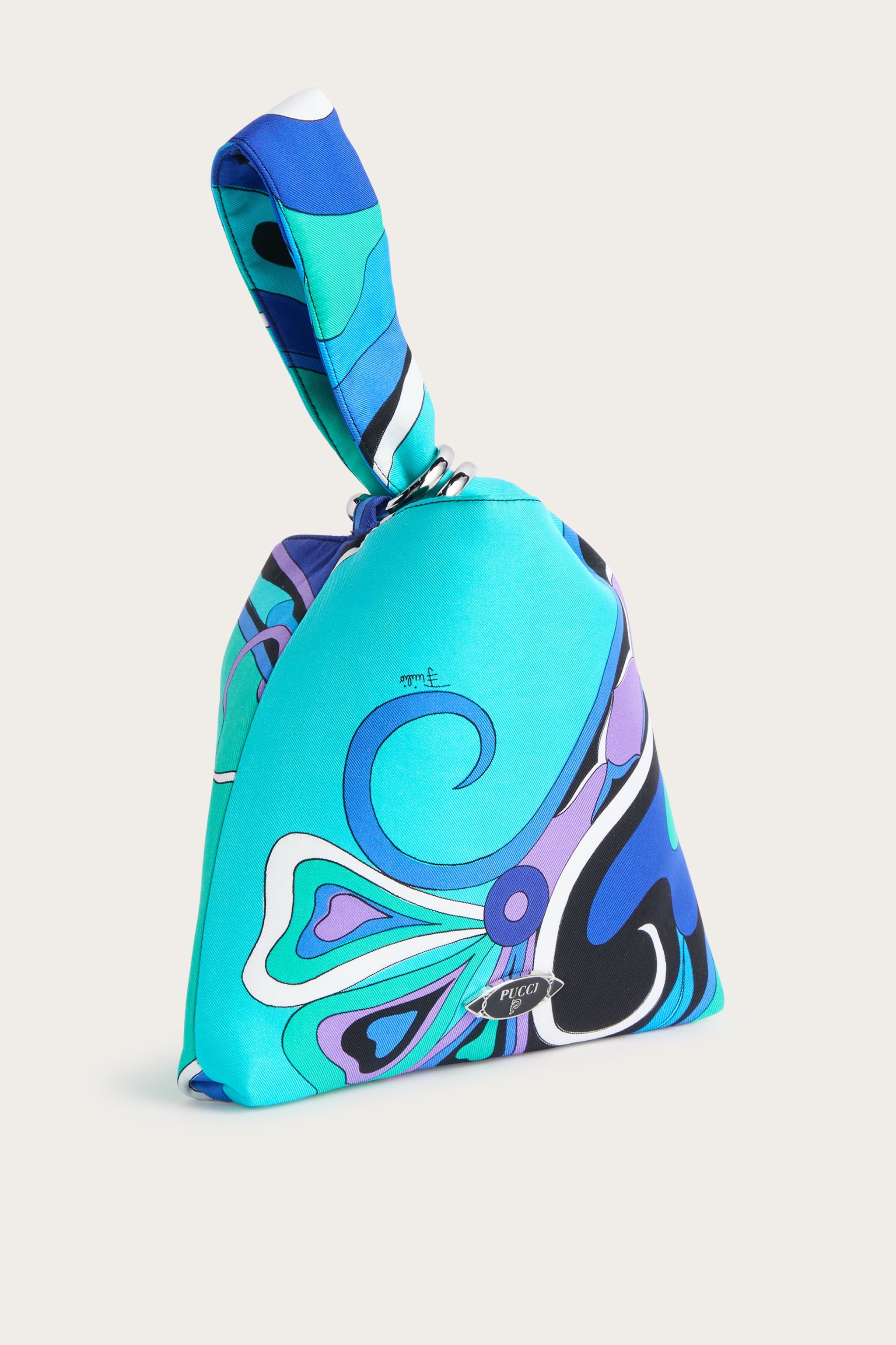 Emilio Pucci Borsa Emilio Pochette Soie Turquoise Bleu OS