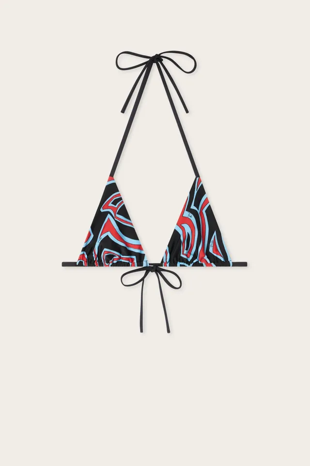 Emilio Pucci Haut Bikini Labirinto Rouge Bleu Lycra
