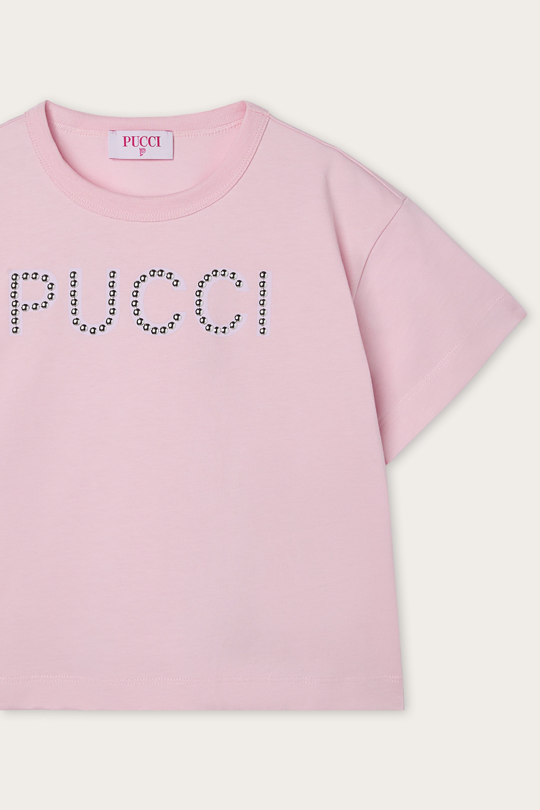 Emilio Pucci T-shirt Logo Rose Clair coton enfant