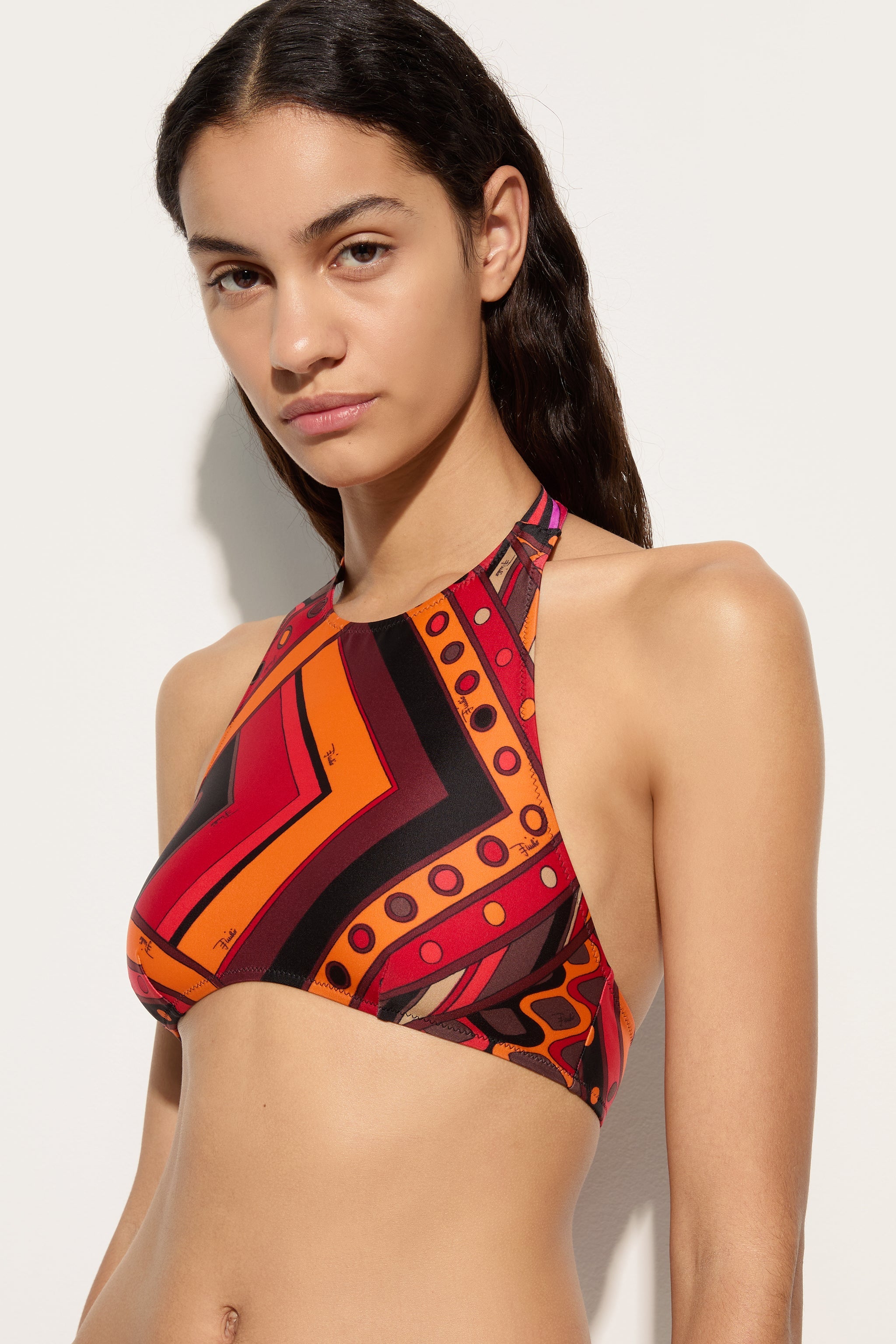 Emilio Pucci Vivara haut bikini bandeau orange lycra