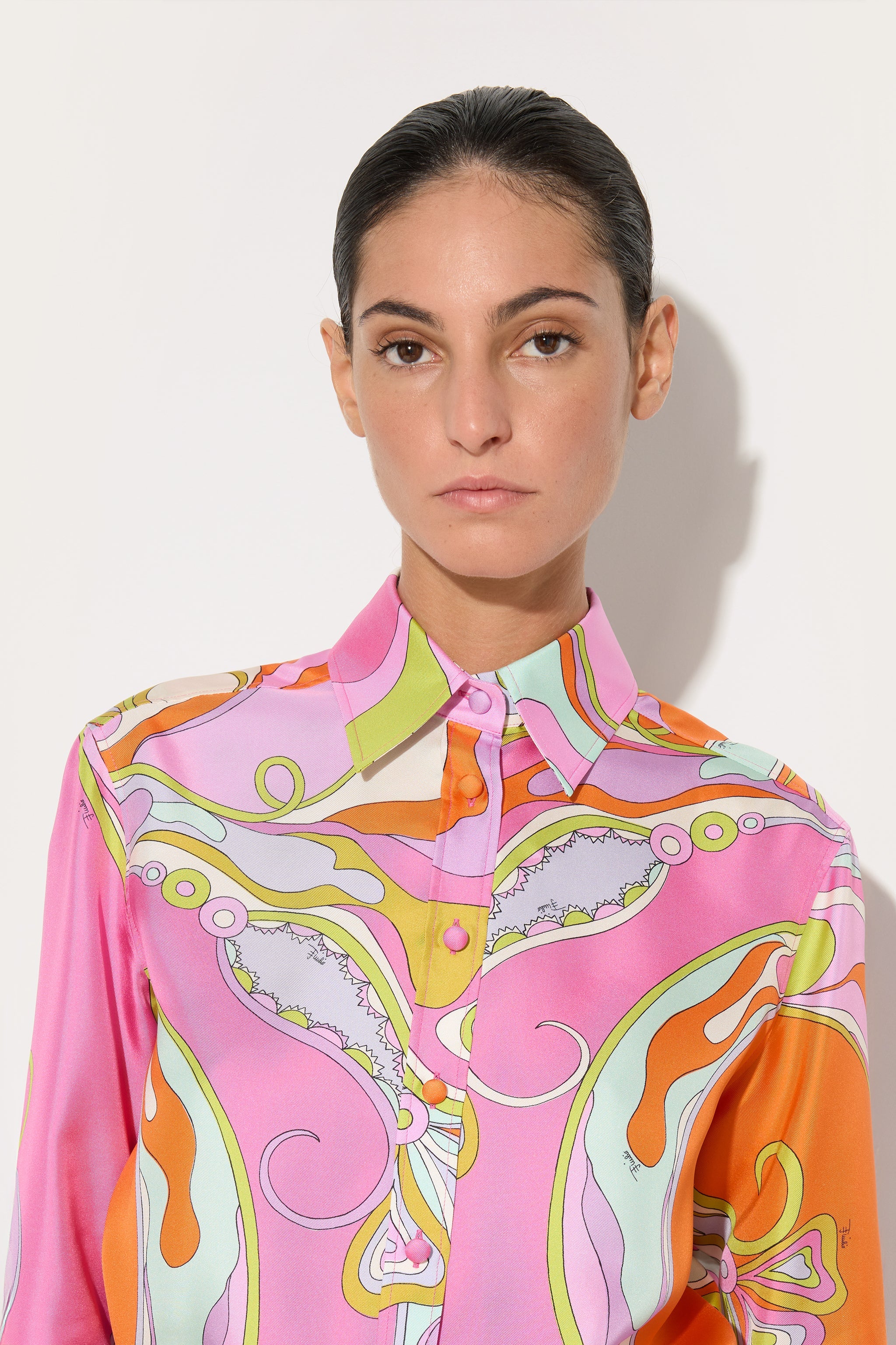 Emilio Pucci Orchidee chemise soie multicolore