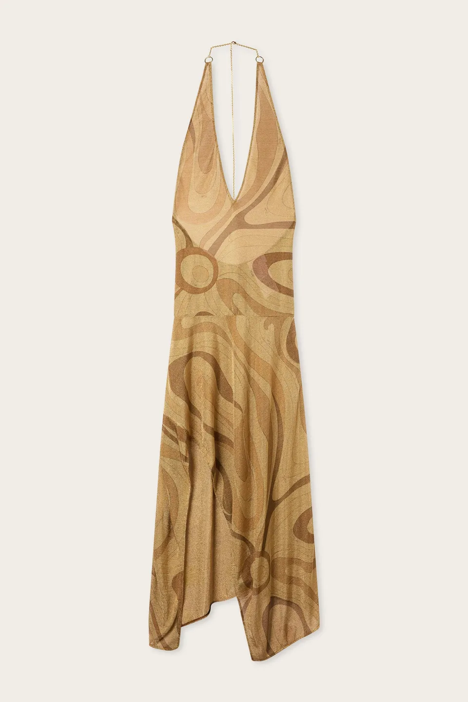 Emilio Pucci Robe Lurex Or 38 Imprimé Marmo Fente