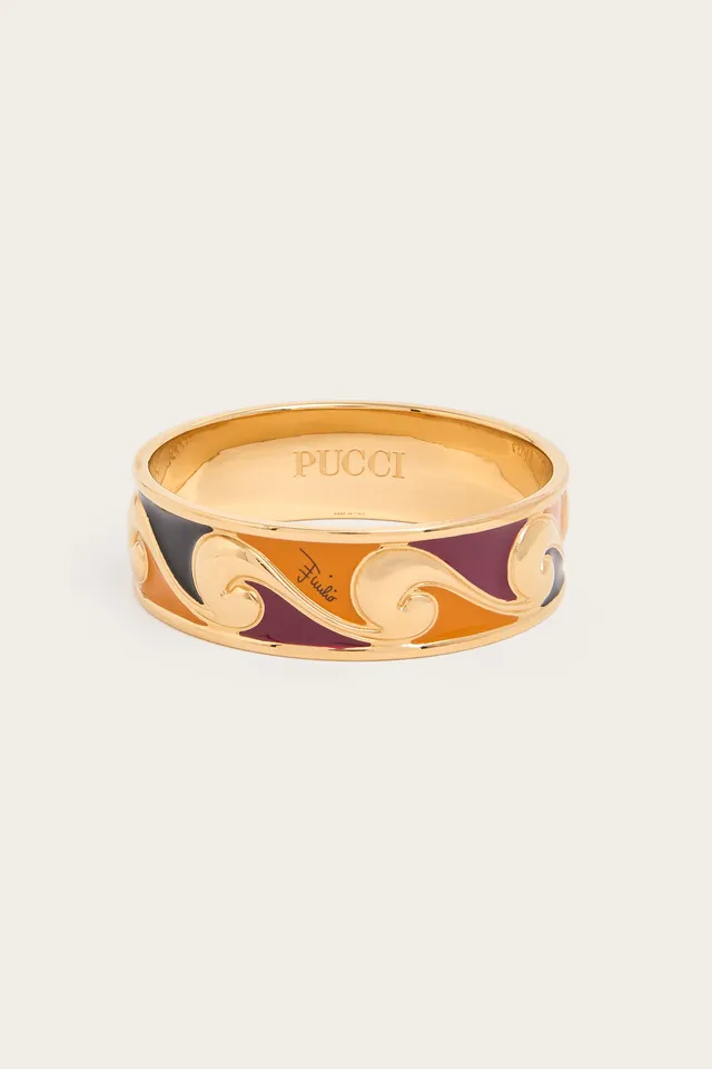 Emilio Pucci Bracelet Rigide Laiton Doré Émail OS