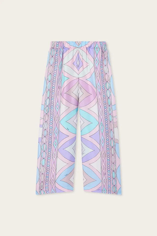 Emilio Pucci Collane pantalon enfant rose bleu soie