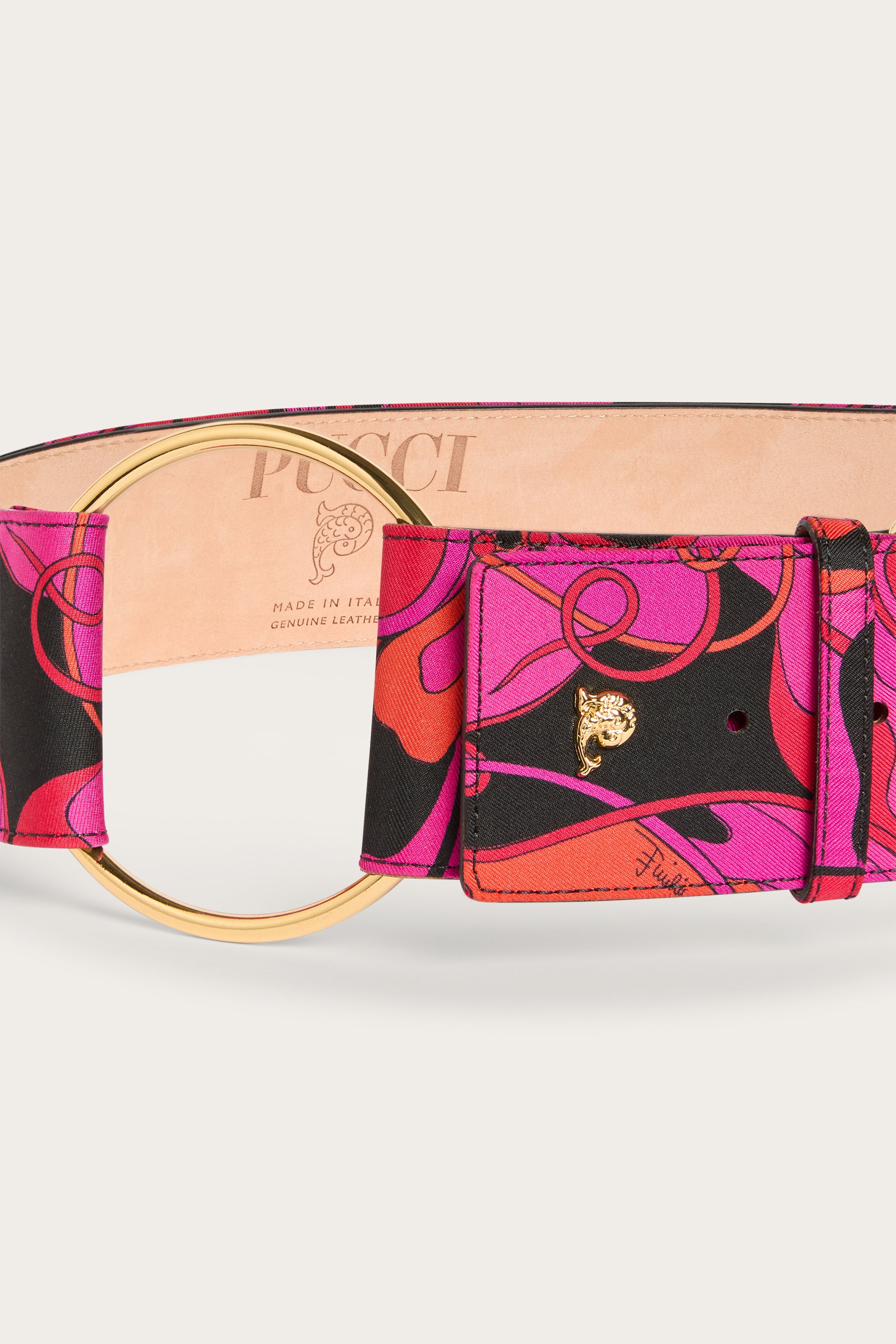 Emilio Pucci Orchidee ceinture cuir fuchsia OS