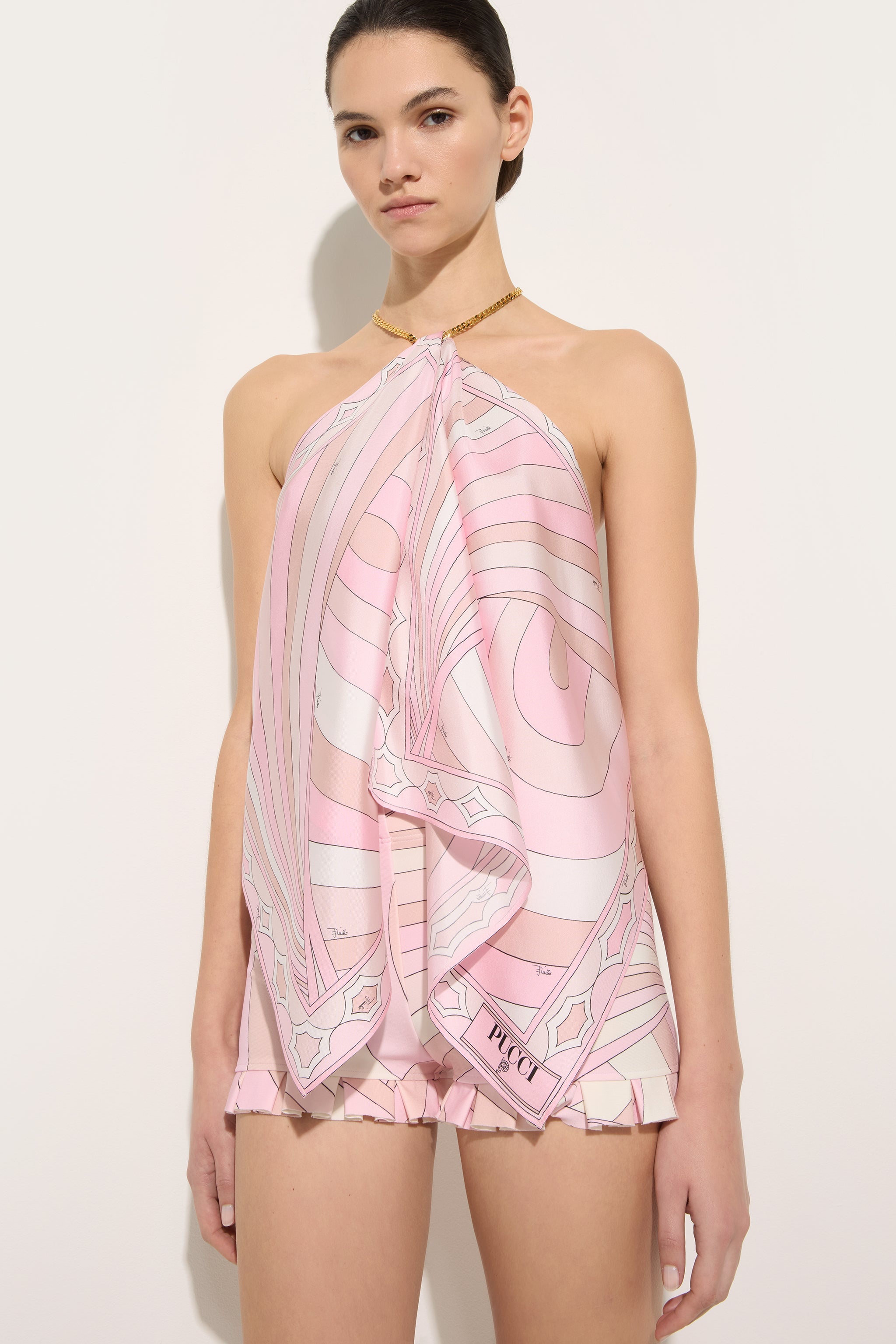 Emilio Pucci Iride top soie rose nude OS