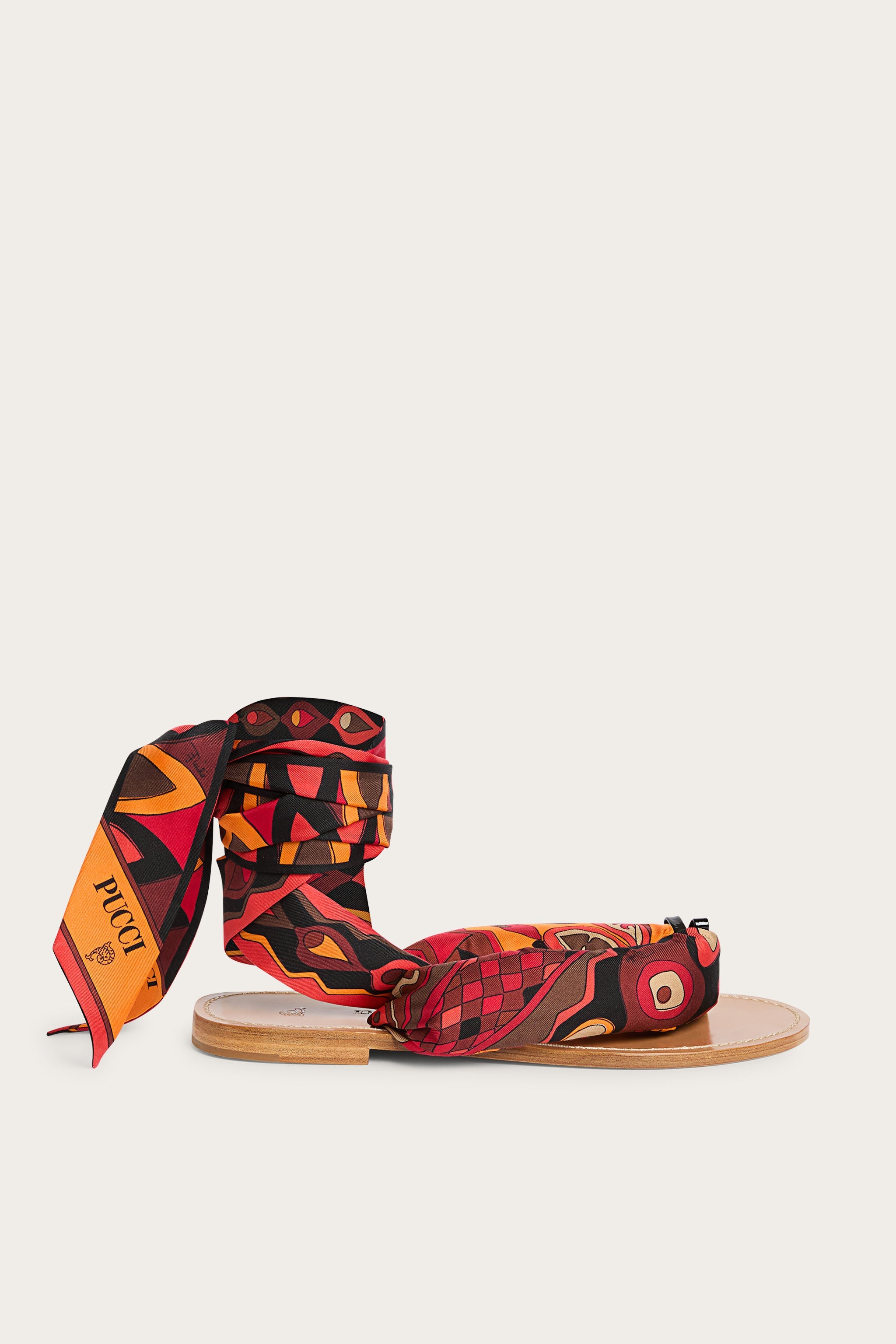 Emilio Pucci Shoes sandales Foulard orange cuir