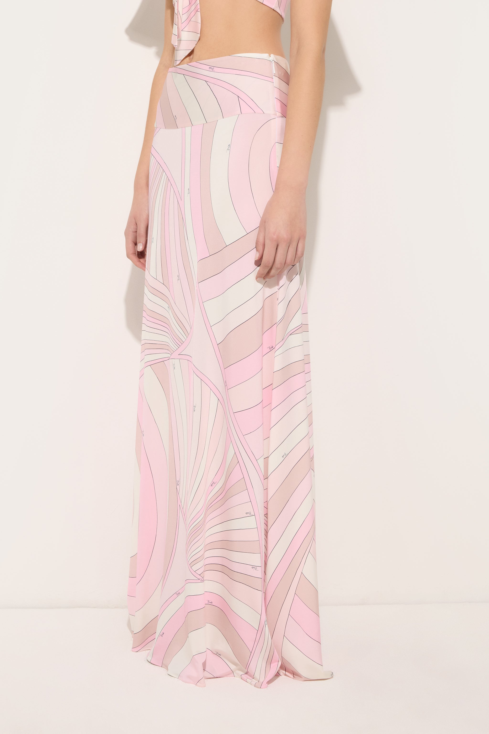 Emilio Pucci Iride Jupe Longue Rose Nude 38
