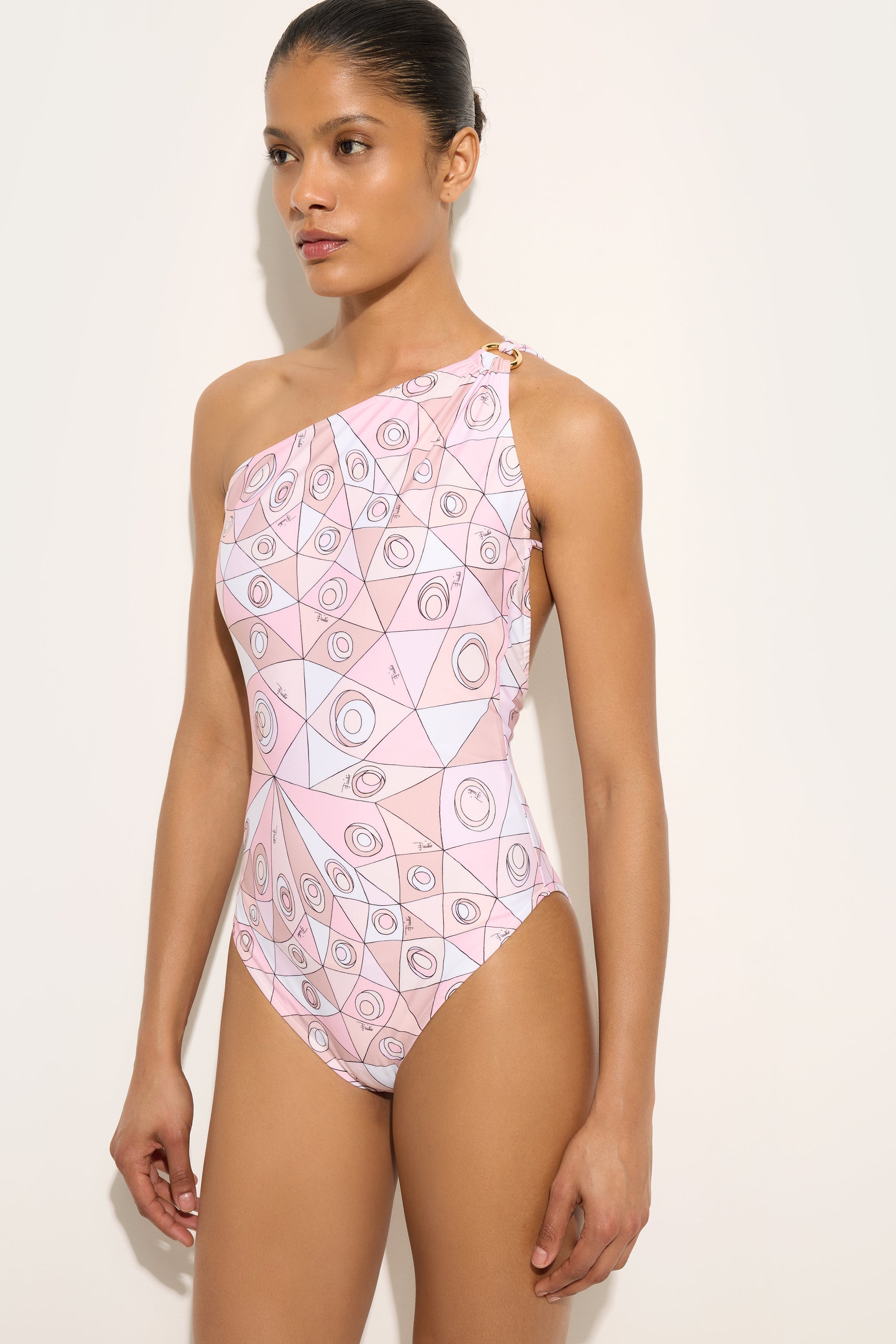 Emilio Pucci Costume Occhi maillot rose nude S