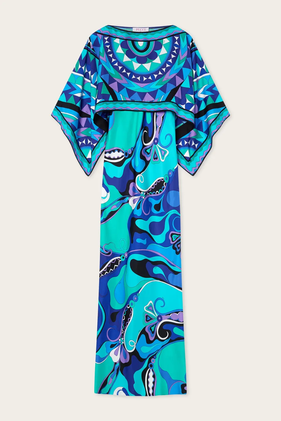 Emilio Pucci Orchidee robe soie turquoise bleu
