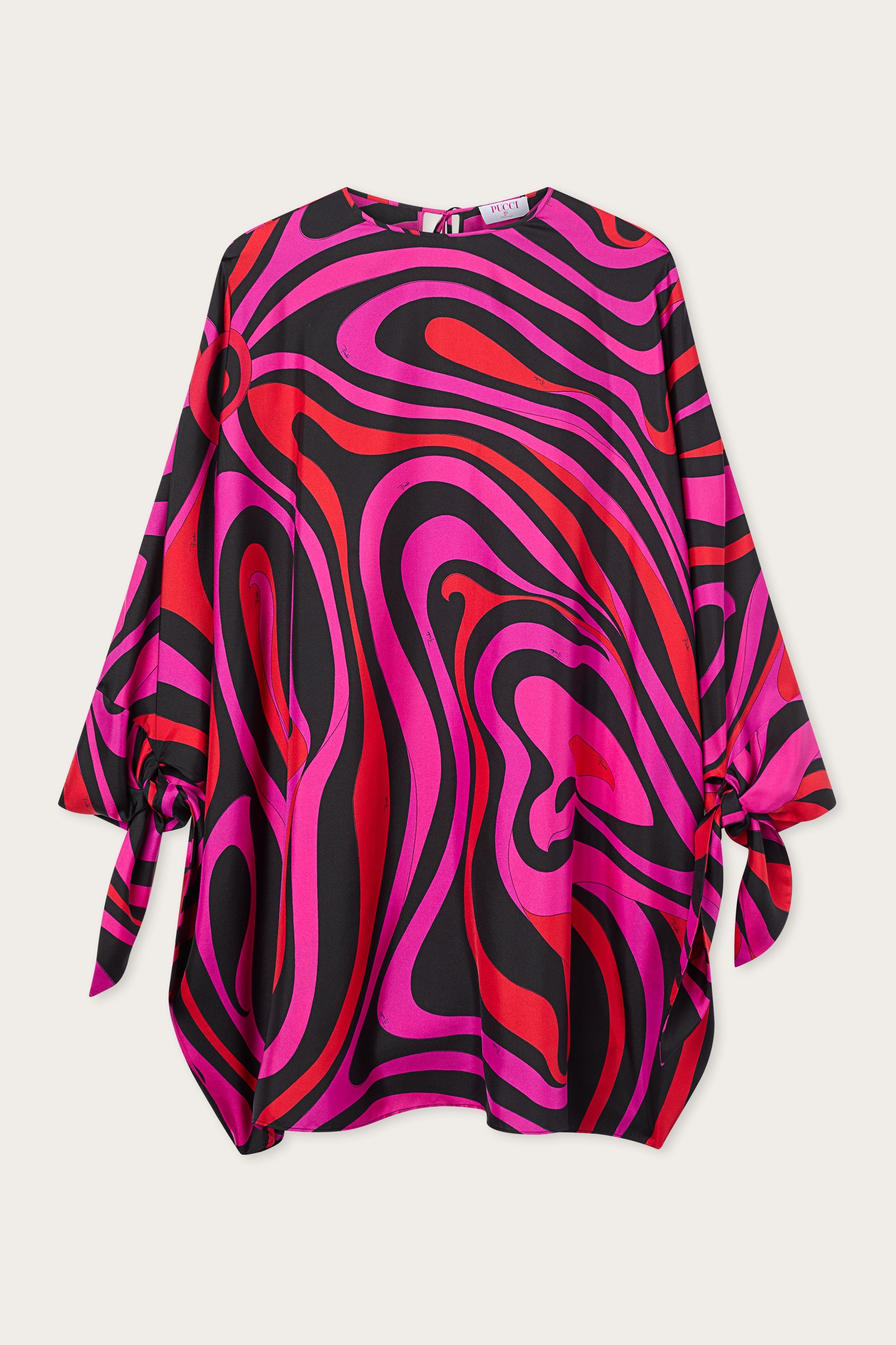 Emilio Pucci Caftano Marmo caftan soie fuchsia noir