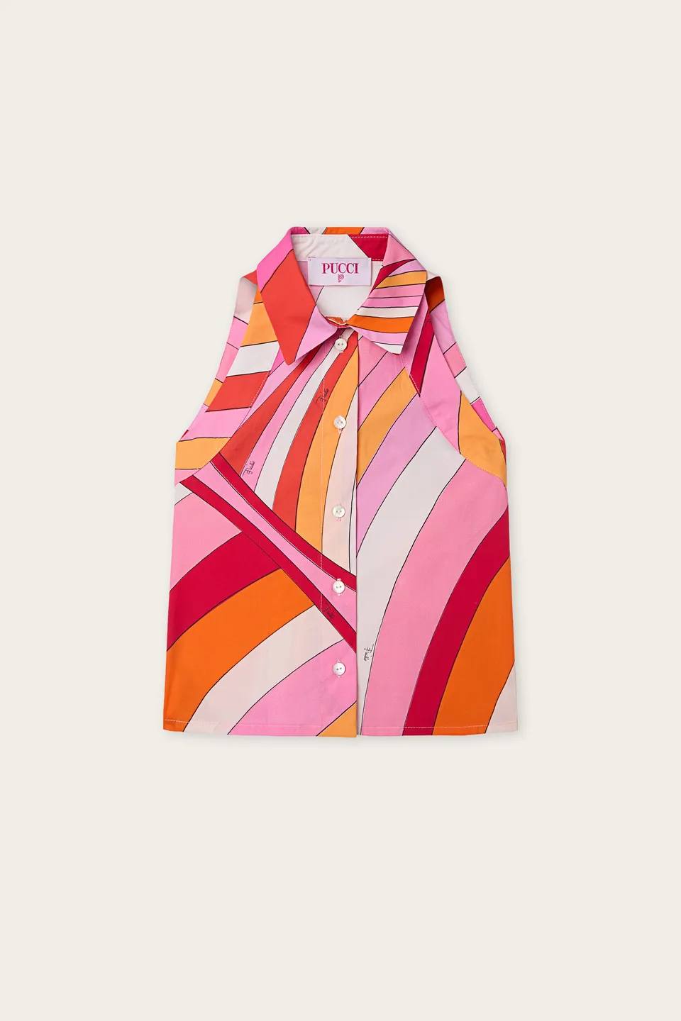 Emilio Pucci TOPS chemise Iride rose orange 100% coton