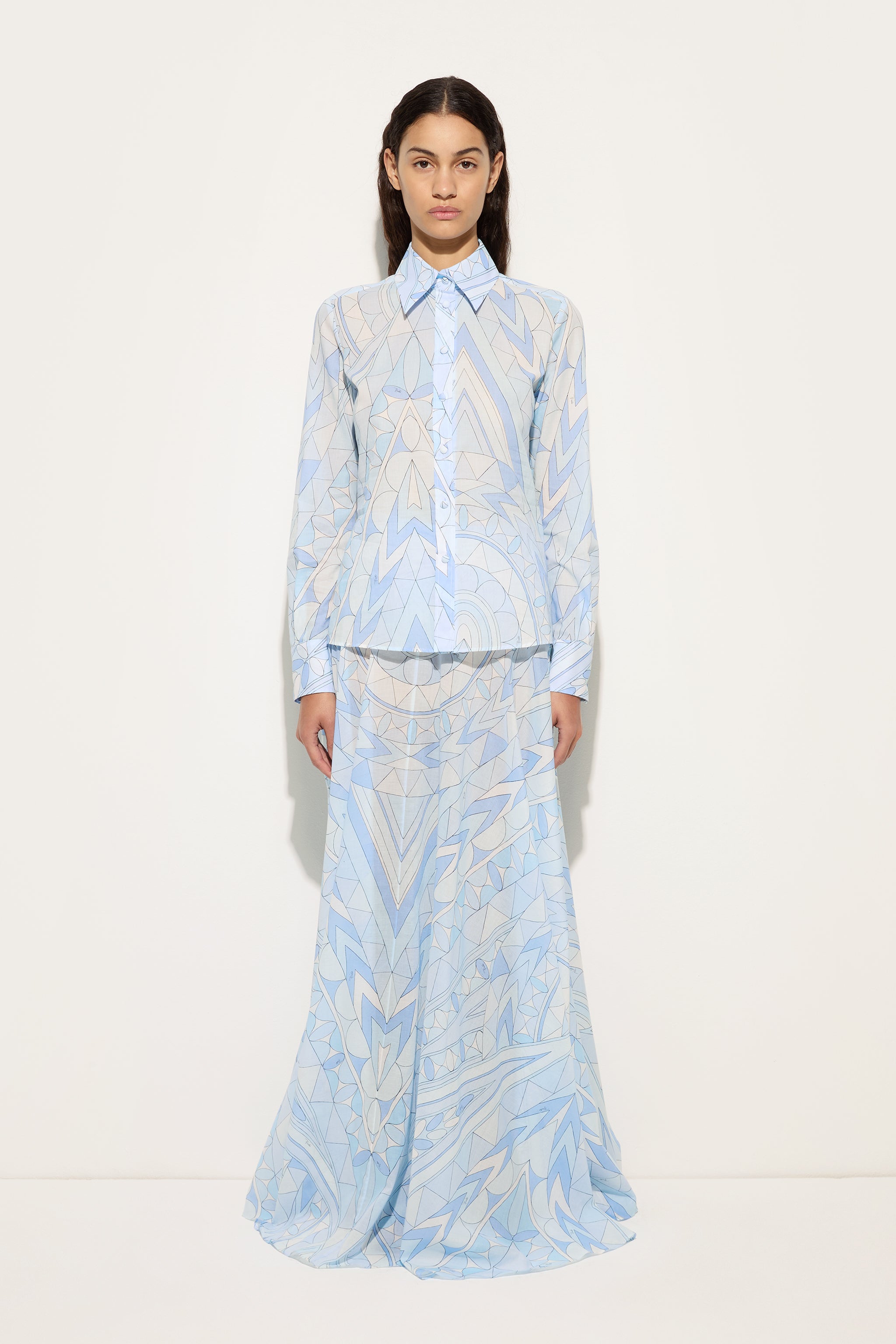 Emilio Pucci Manuba 6HRJ276H774 chemise coton bleu clair