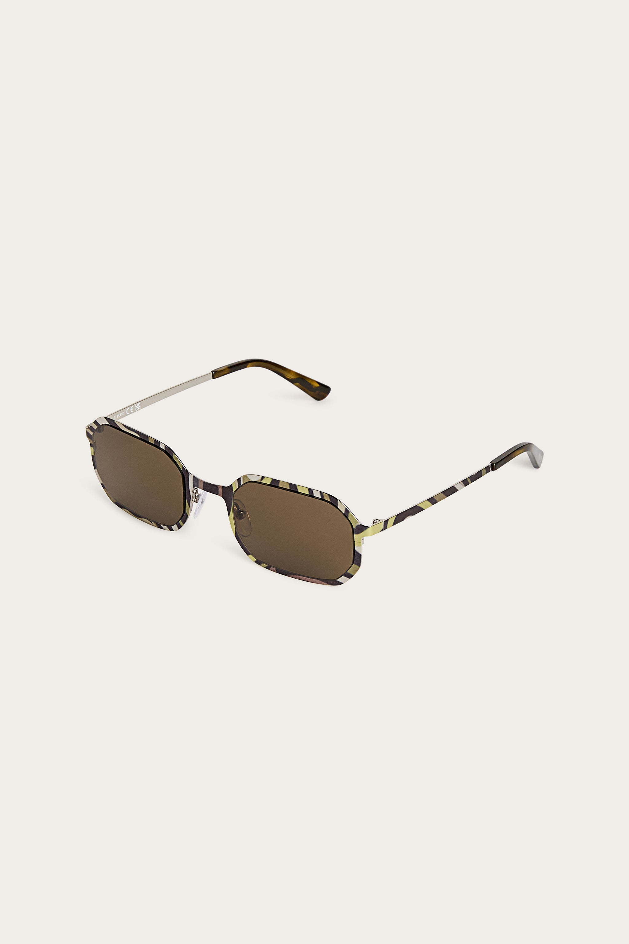 Emilio Pucci SUNGLASSES lunettes de soleil géométriques animal marron