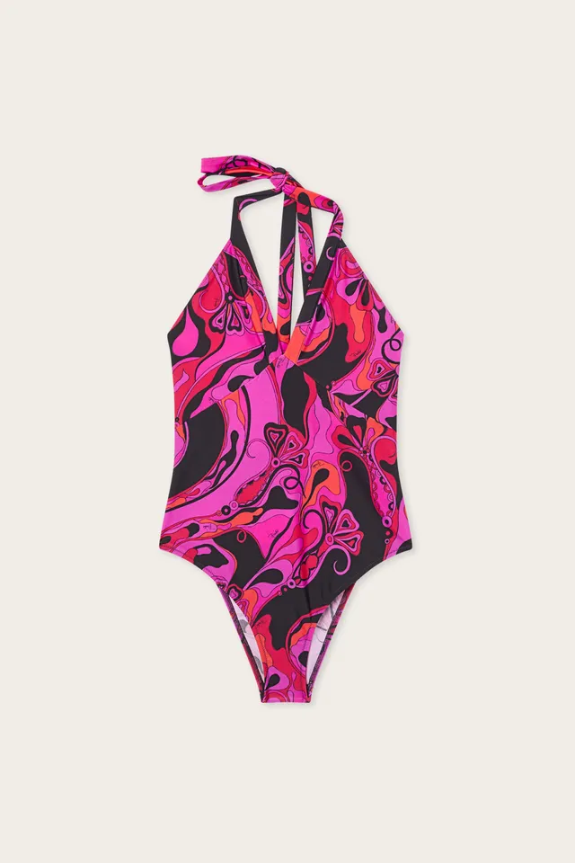 Emilio Pucci Orchidee maillot 1 pièce fuchsia/noir