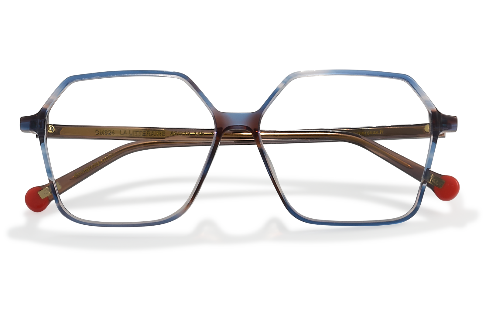 Clémence & Margaux La Littéraire lunettes de vue Marbré Brun & Bleu hexagonale