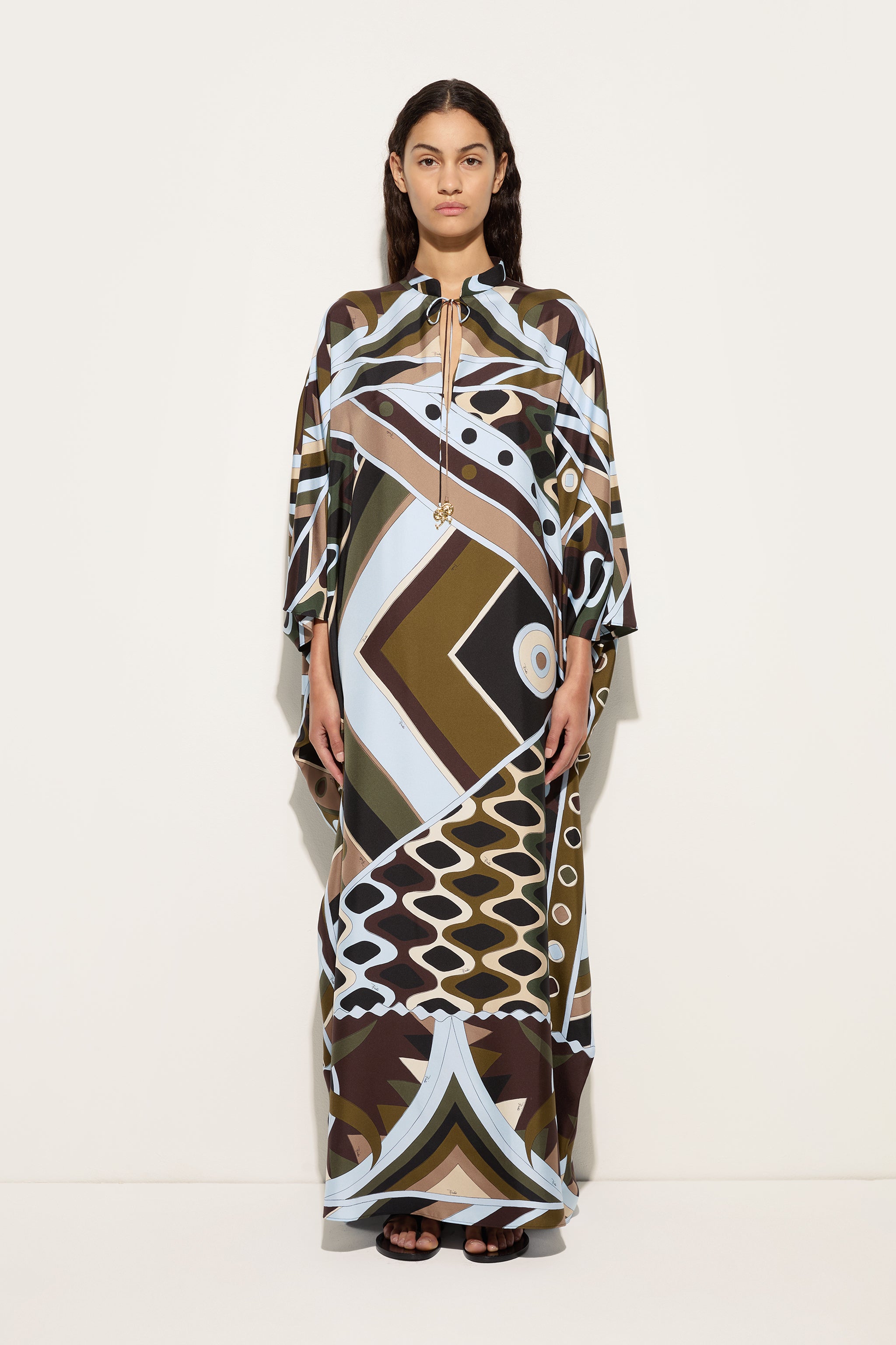Emilio Pucci Kaftans Caftano Vivara caftan kaki bleu 100% soie