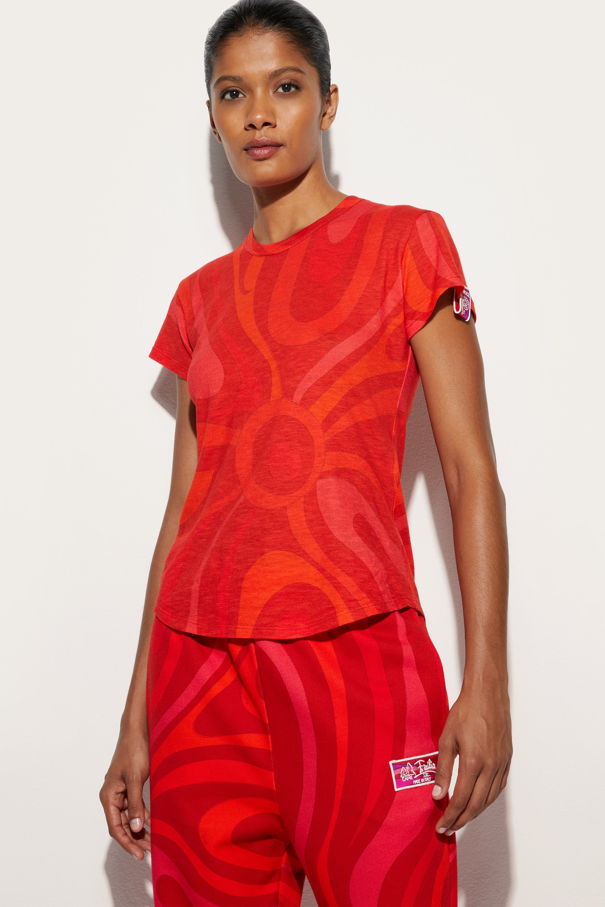 Emilio Pucci Marmo t-shirt rouge jersey allover