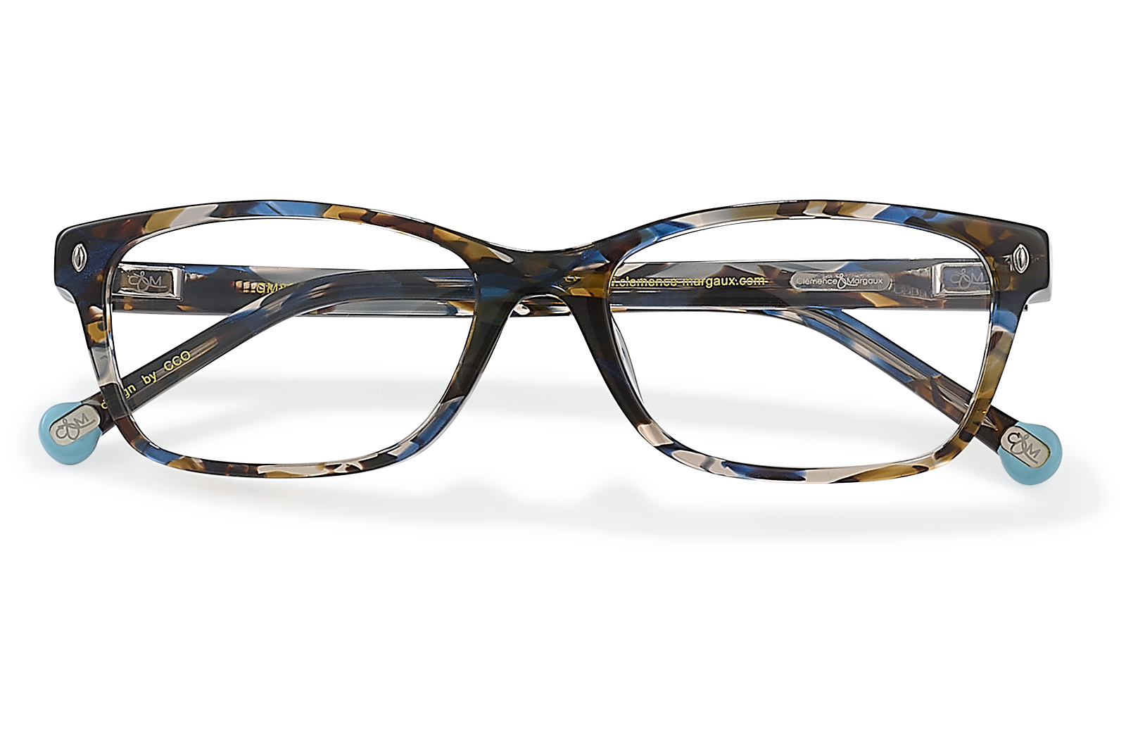 Clémence & Margaux L'Audacieuse lunettes de vue Marbré Brun & Bleu rectangulaire