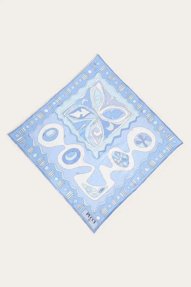 Emilio Pucci Angoli Carré coton bleu clair OS
