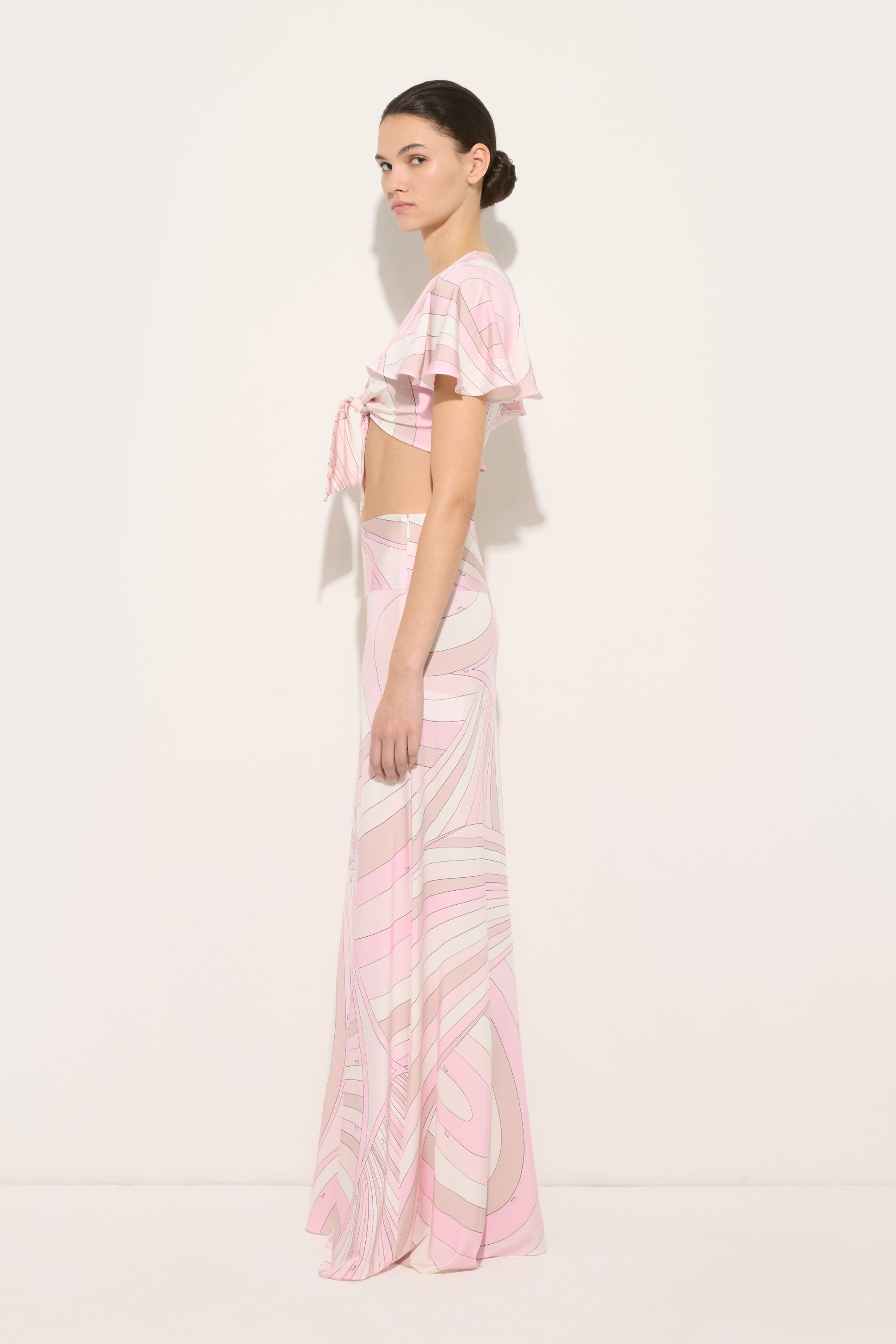Emilio Pucci Iride Jupe Longue Rose Nude 38