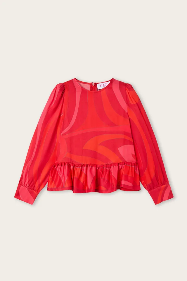 Emilio Pucci Marmo blouse rouge fille 4Y-14Y