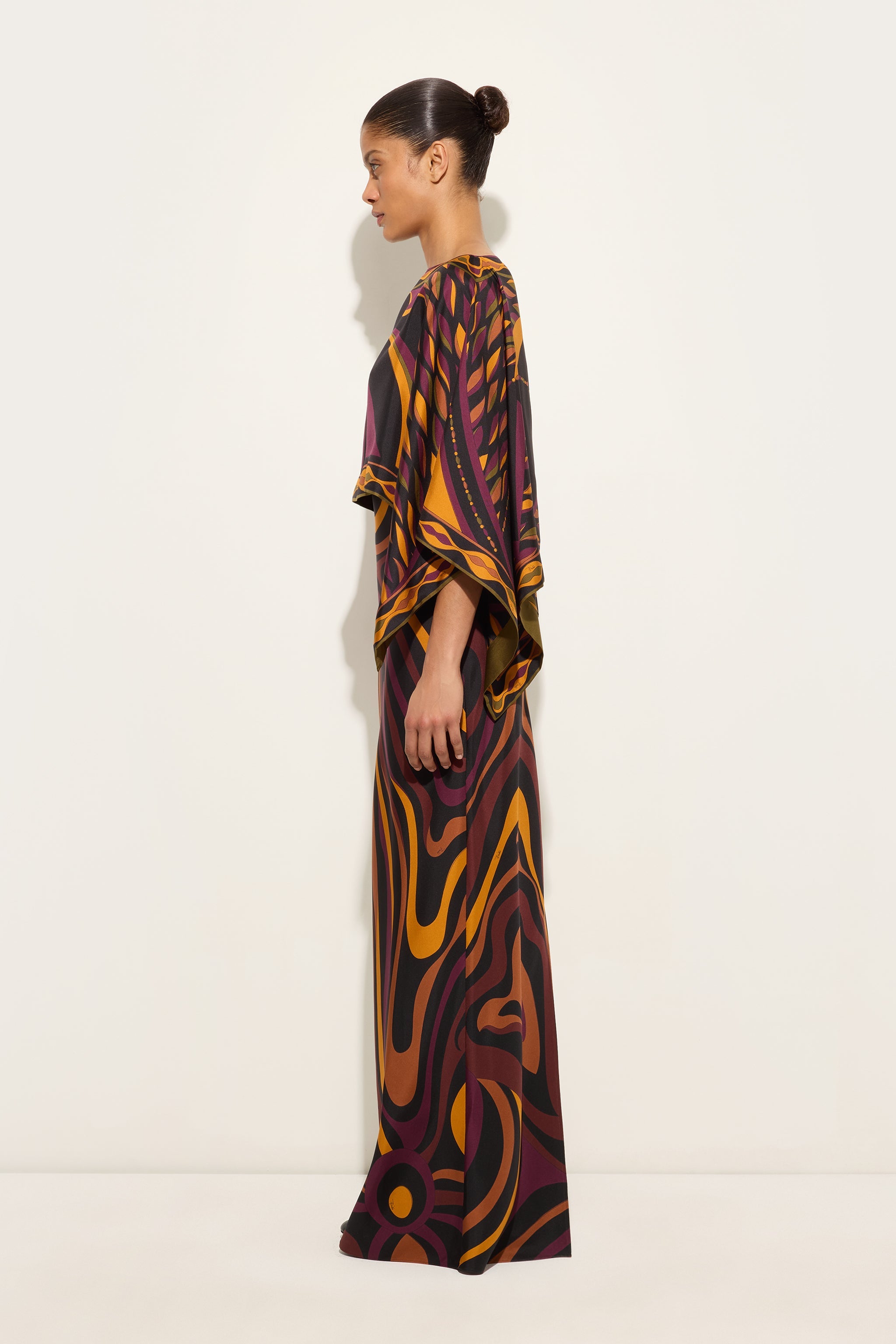 Emilio Pucci Marmo 6URI306U761003 Robe longue soie Bordeaux/Gold