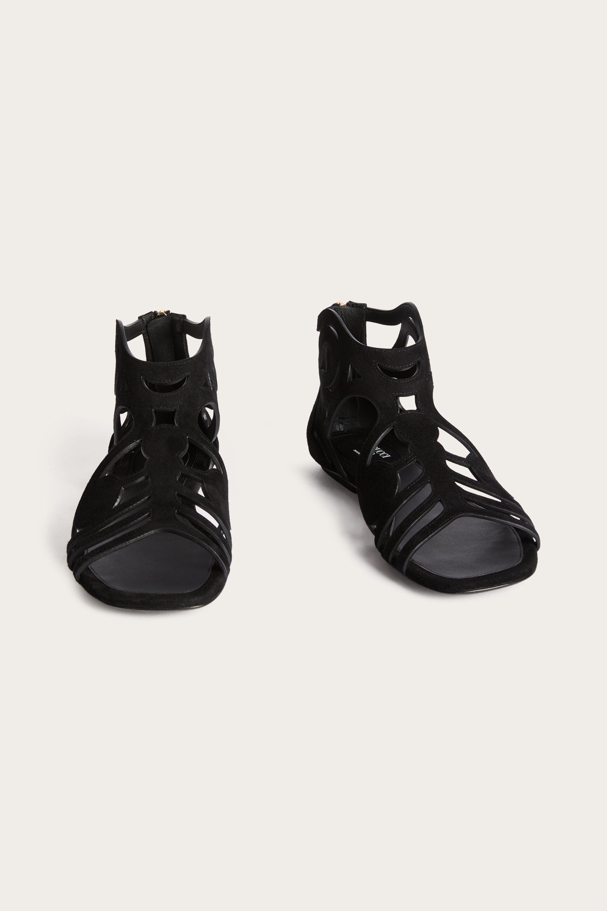 Emilio Pucci Gladiatore Sandales Plates Noir Daim